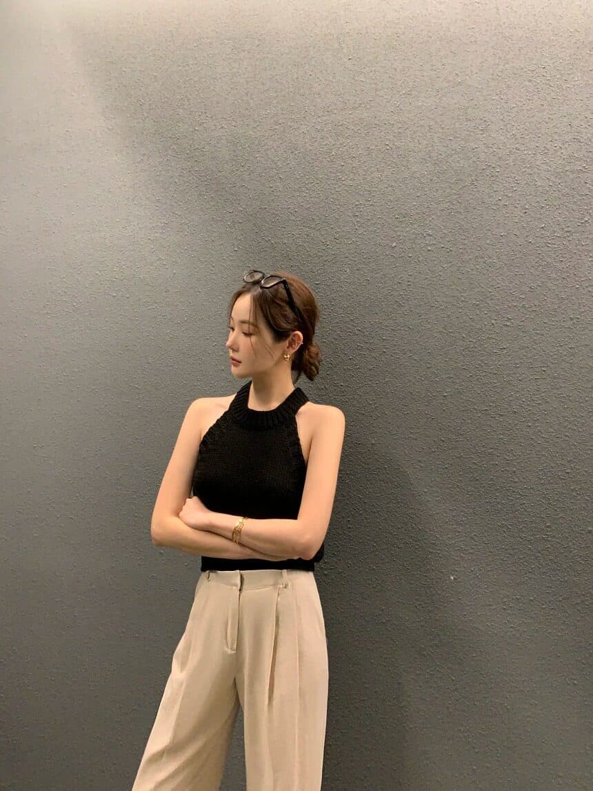 프랑스식 섹시함 행침 목 오프숄더 니트 조끼 여성 2026 여름 화이트 몸매 가꾸기 슬림해 보이는 인사이드 가져 가라. 민소매 맨위 상세 이미지 19
