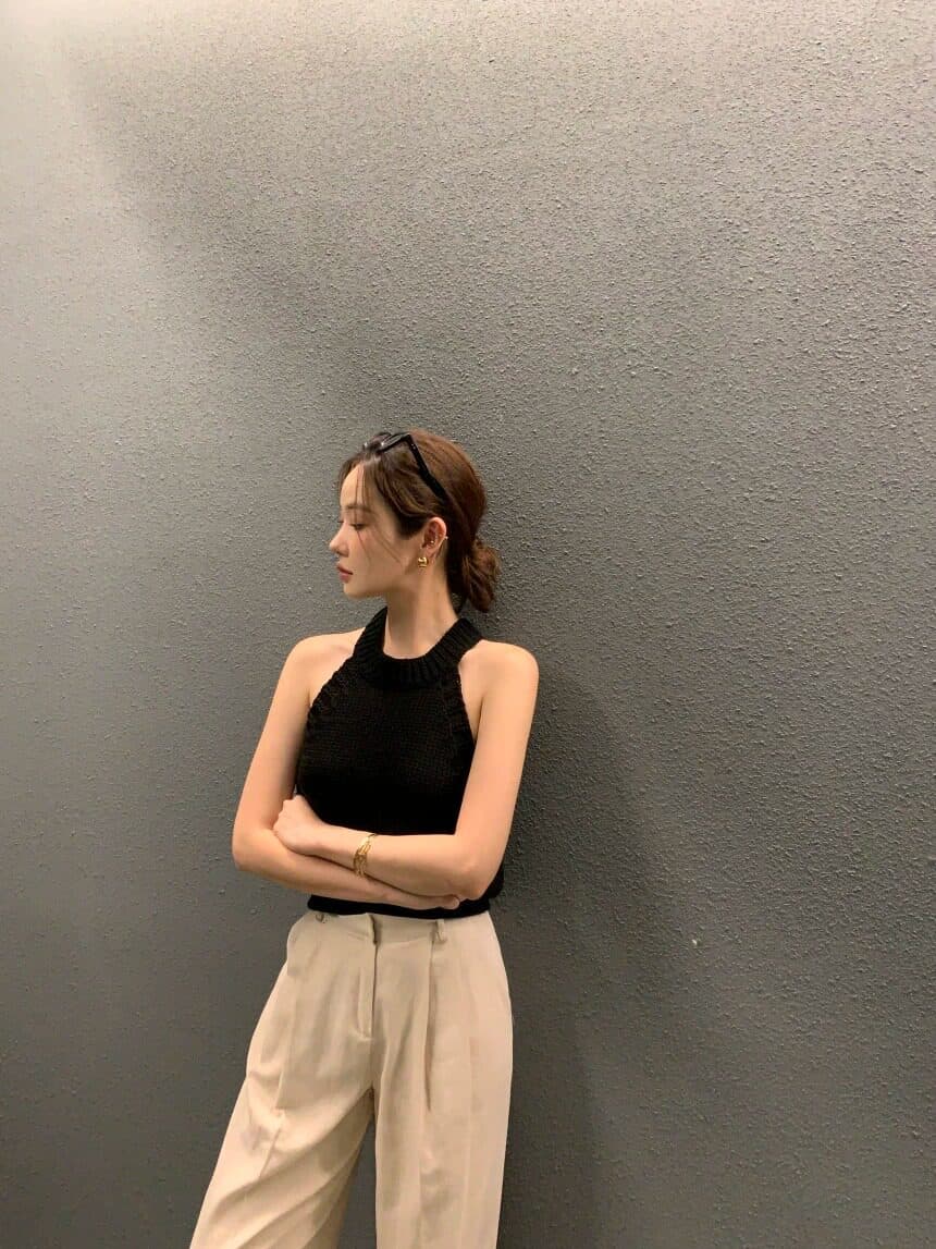 프랑스식 섹시함 행침 목 오프숄더 니트 조끼 여성 2026 여름 화이트 몸매 가꾸기 슬림해 보이는 인사이드 가져 가라. 민소매 맨위 상세 이미지 20