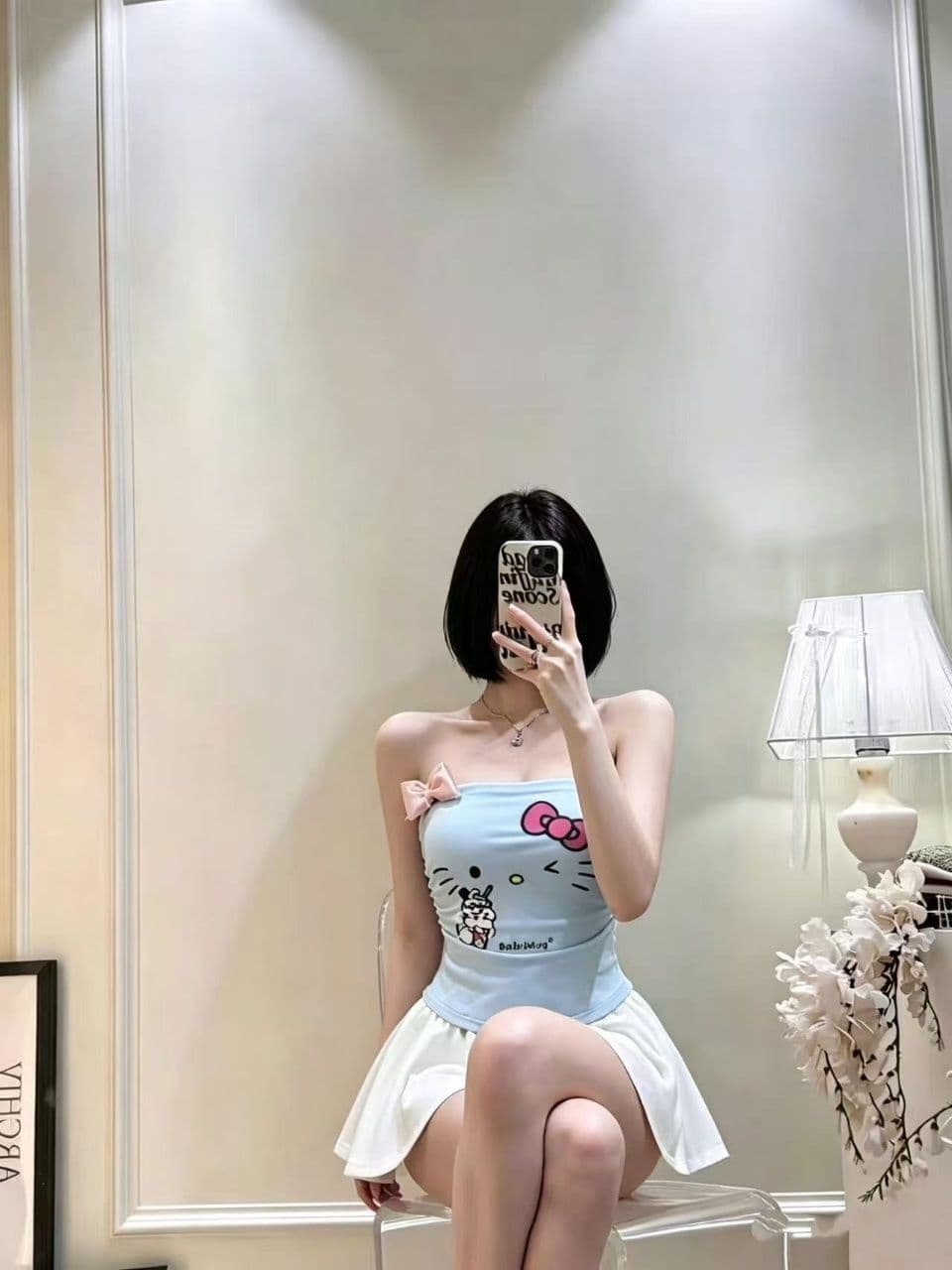 달콤함 수채화 프린트 맨위 여성 여름 달콤한 매운맛 귀여운 소녀 센스 나만의 것을 가져와 라. 가슴 패드 튜브탑 조끼 상세 이미지 6