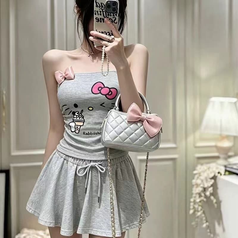 달콤함 수채화 프린트 맨위 여성 여름 달콤한 매운맛 귀여운 소녀 센스 나만의 것을 가져와 라. 가슴 패드 튜브탑 조끼 상세 이미지 28