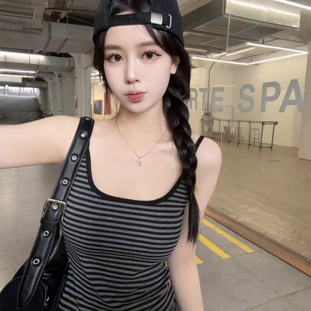여름 새로운 한 부서 핫걸 바람 십자가 홀로우 아웃 백리스 가슴 패드 허리 수축 u 칼라 캐미솔 chic 이미지 2