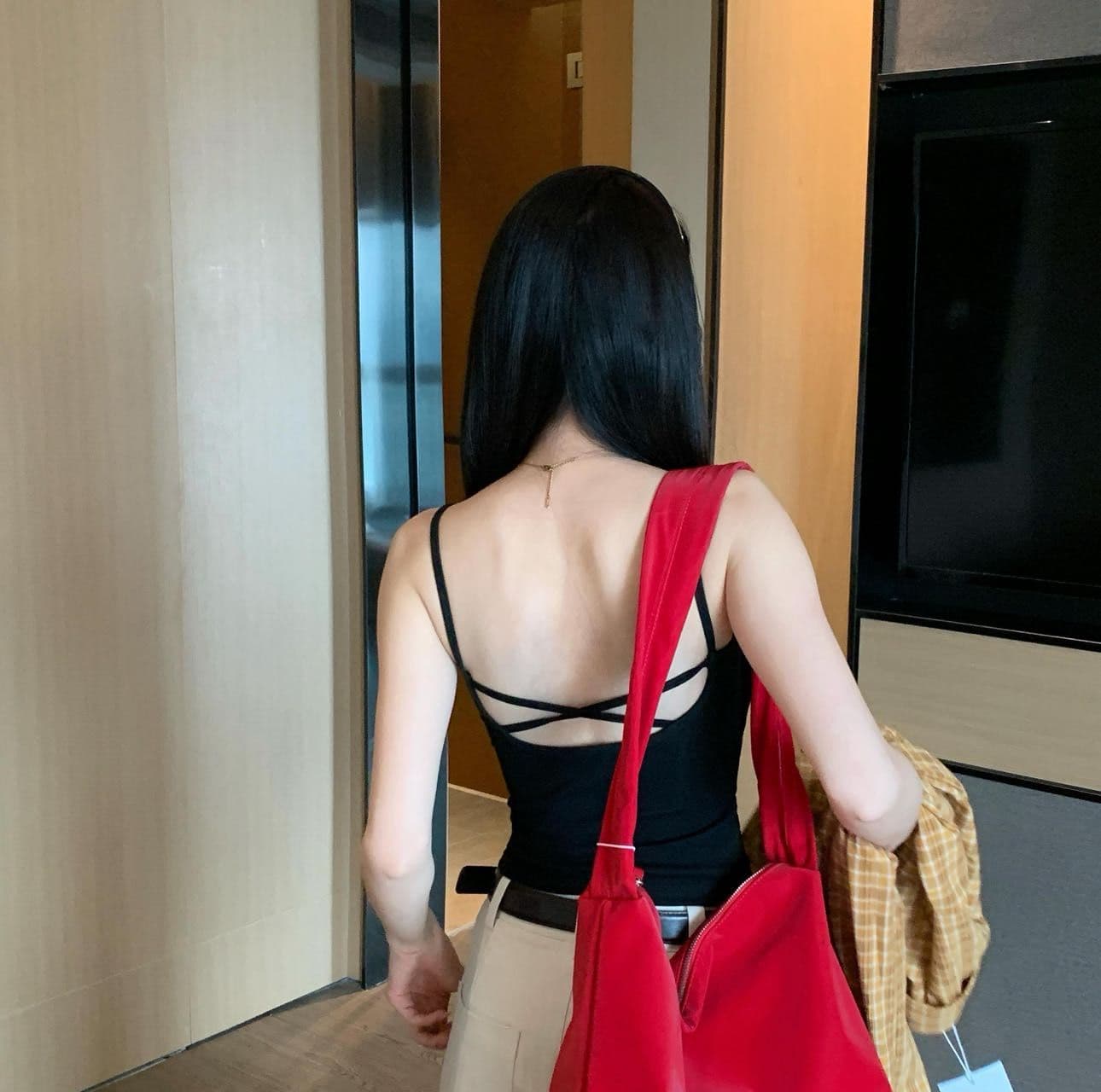 여름 새로운 한 부서 핫걸 바람 십자가 홀로우 아웃 백리스 가슴 패드 허리 수축 u 칼라 캐미솔 chic 상세 이미지 29
