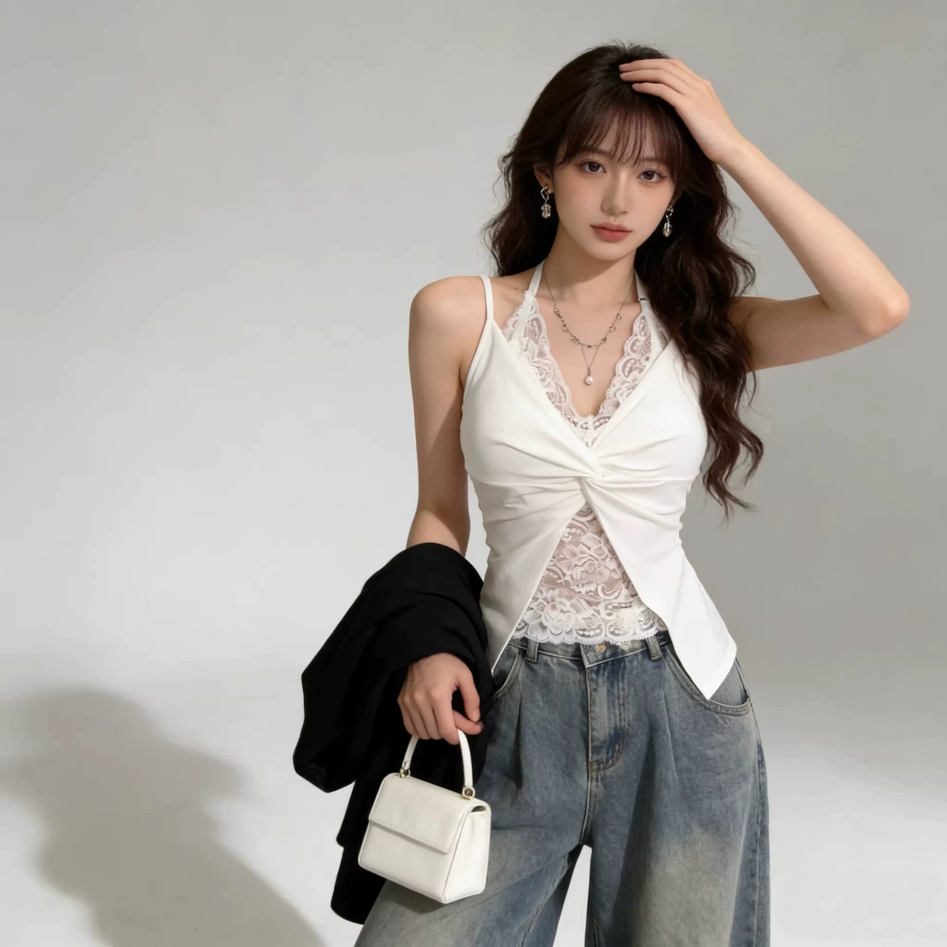 레이스 조각 행침 목 핫걸 캐미솔 여름 인사이드 가져 가라. 아름다움 뒤로 브래지어 하나 벨트 가슴 패드 의류 상세 이미지 3