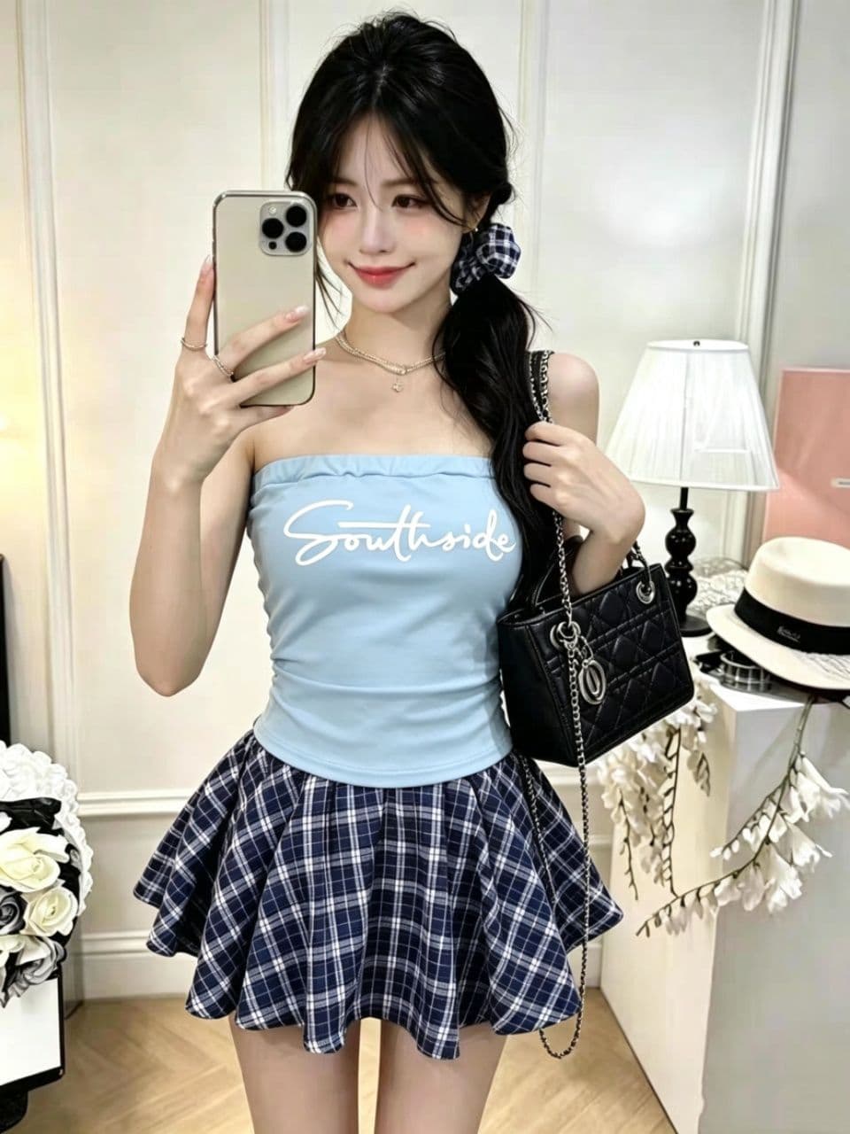 여름 새로운 핫걸 바람 알파벳 프린트 패치워크 튜브탑 조끼 몸매 가꾸기 슬림해 보이는 원피스 벨트 가슴 패드 의류 여성 상세 이미지 8