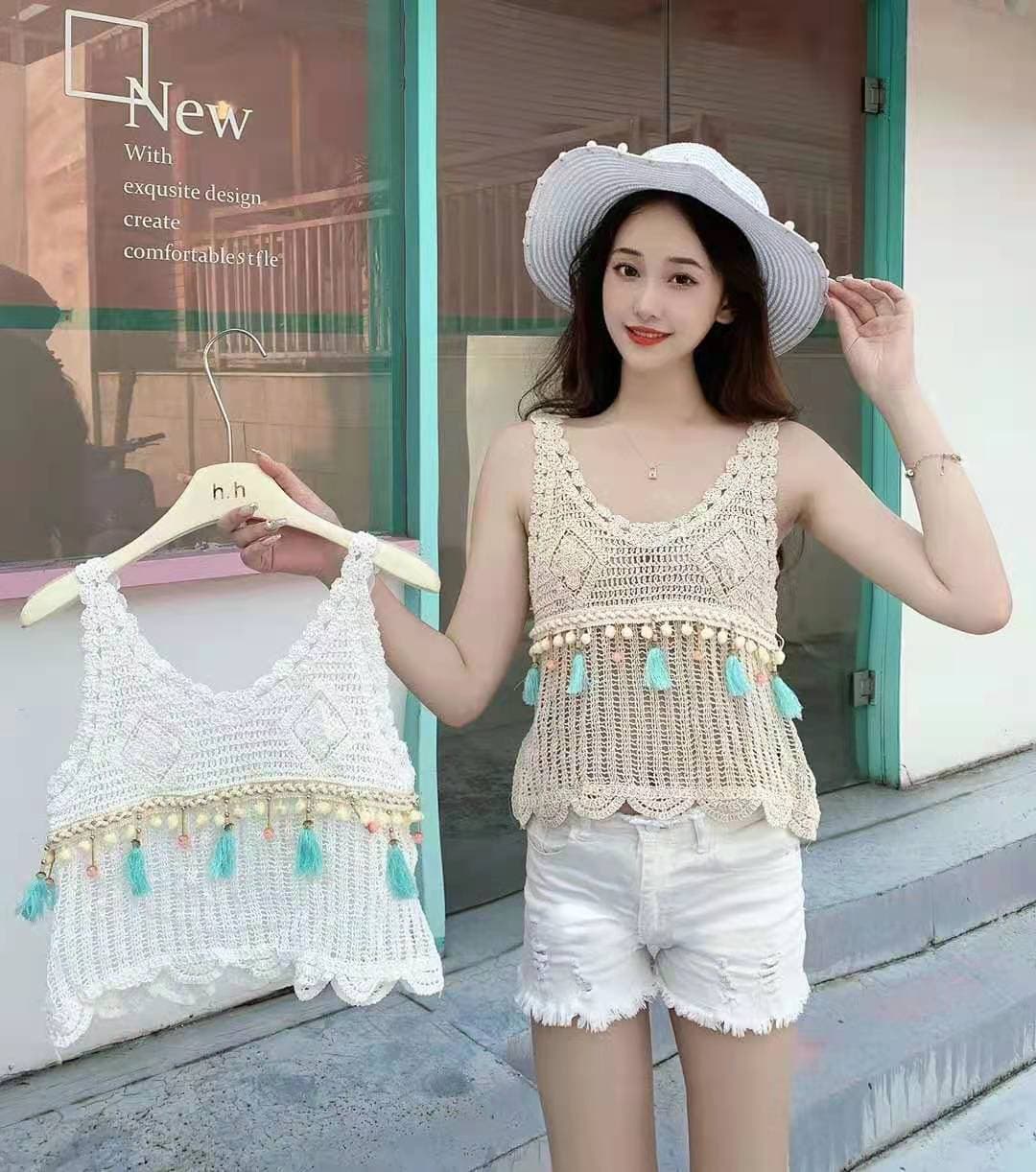 민족 스타일 얕은 베이지 색 술 작은 베스트 센 부서 전체 ~ 중 작은 블라우스 보헤미안 바람 상세 이미지 7