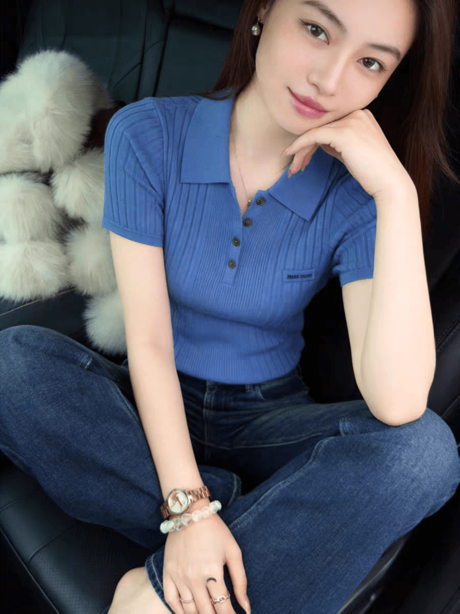 톰 글 래 원인 블루 맨위 여성 여름 2026 자이언트 잘 생긴 한 부서 튀김 거리 고유 한 아름다운 polo 슬림해 보이는 반팔 티셔츠 상세 이미지 4