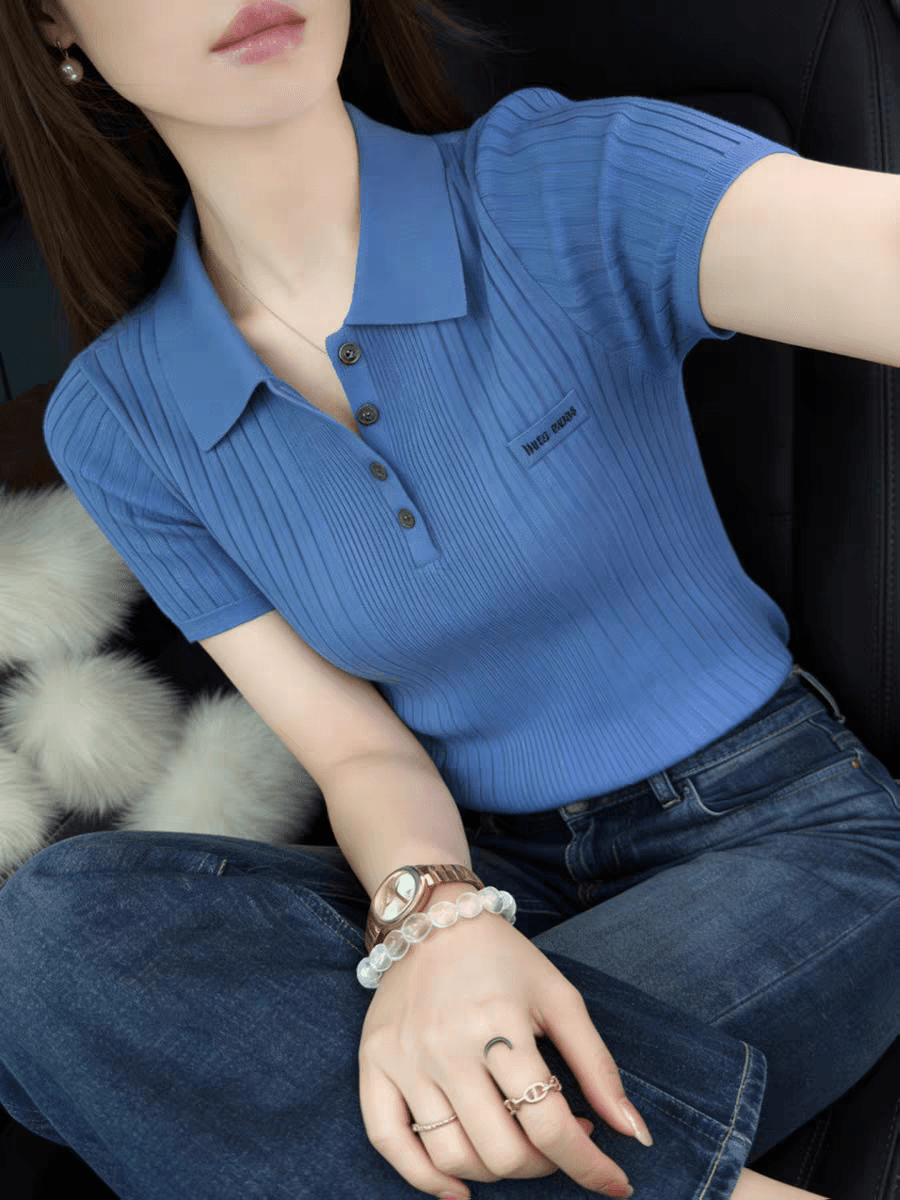 톰 글 래 원인 블루 맨위 여성 여름 2026 자이언트 잘 생긴 한 부서 튀김 거리 고유 한 아름다운 polo 슬림해 보이는 반팔 티셔츠 상세 이미지 5