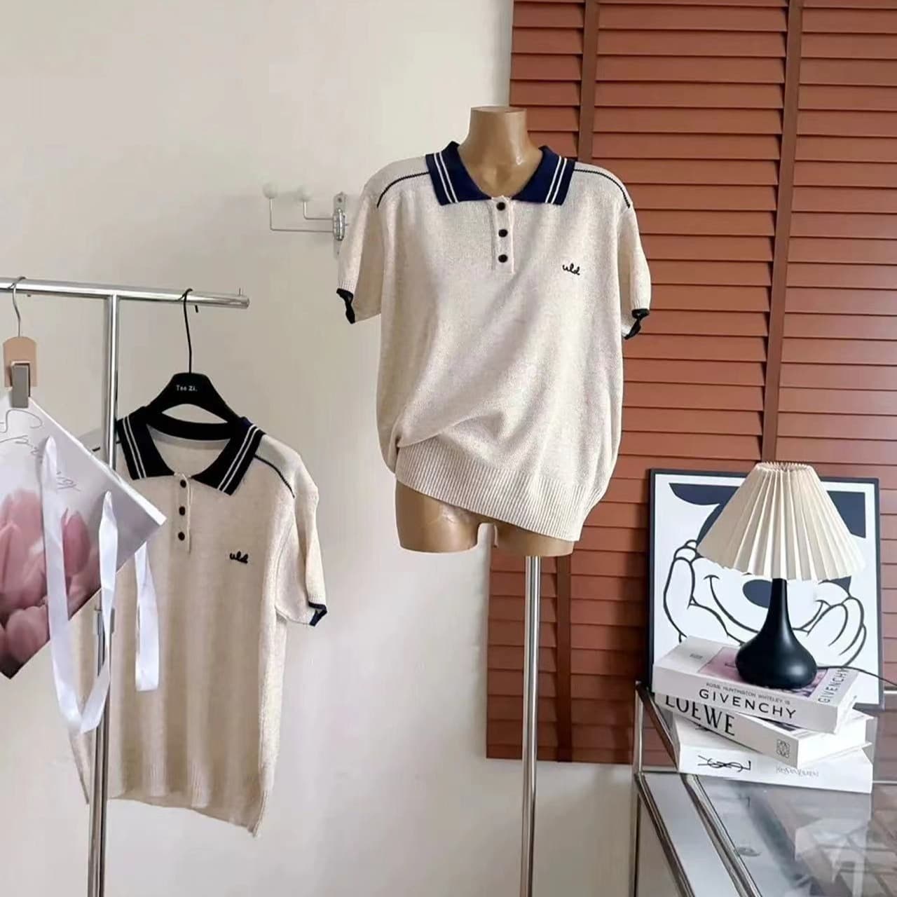 고급 센스 중년 배색 폴로 칼라 질감 센스 POLO 셔츠 여성 2026 여름 새로운 한국 스타일 캐주얼 루즈핏 맨위 이미지 5