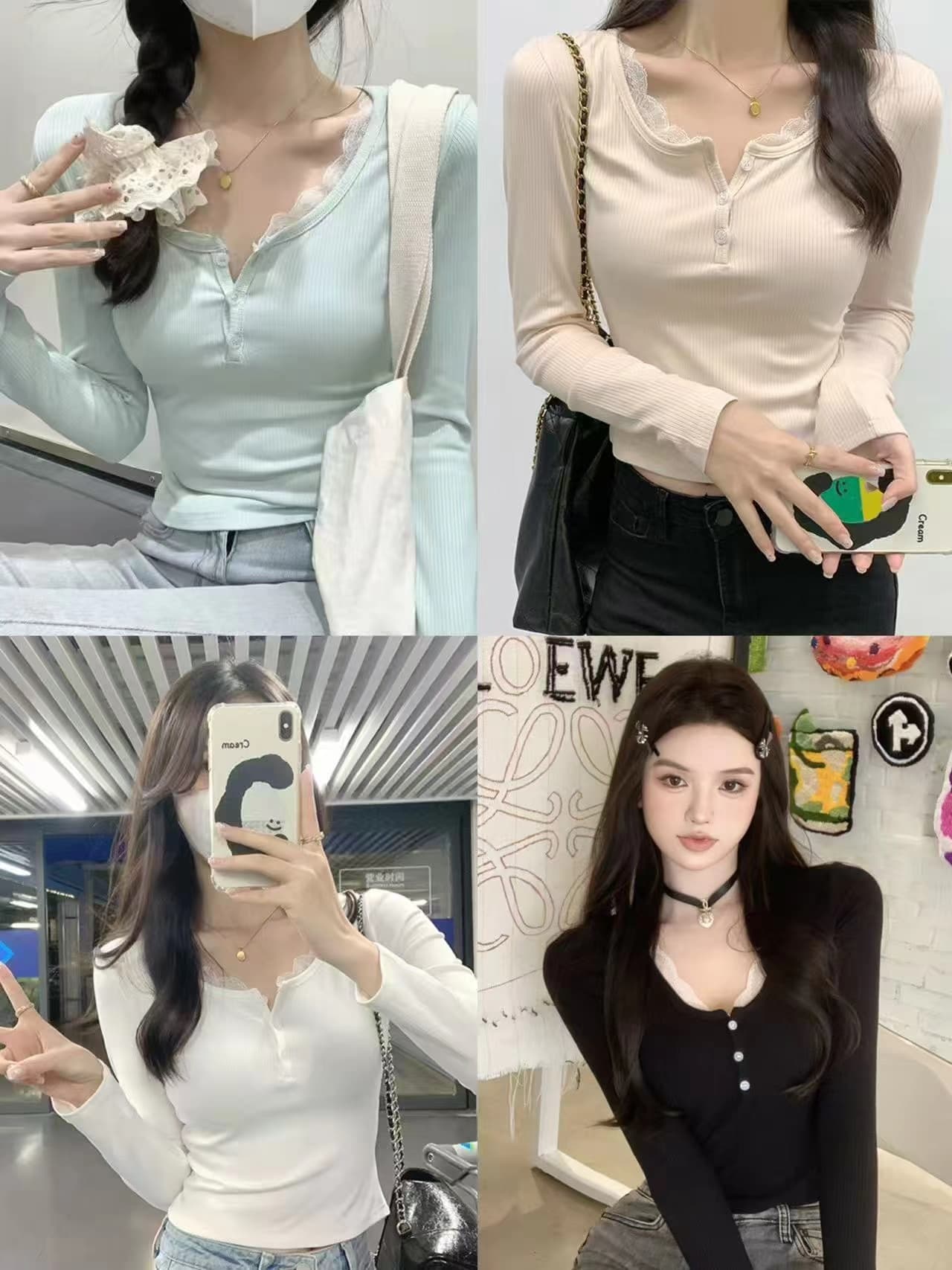 연삭 털 디자인 센스 달콤한 자매 순수한 욕망 몸매 가꾸기 기본 셔츠 여성 반 개방 칼라 긴팔 맨위 인사이드 가져 가라. 티셔츠