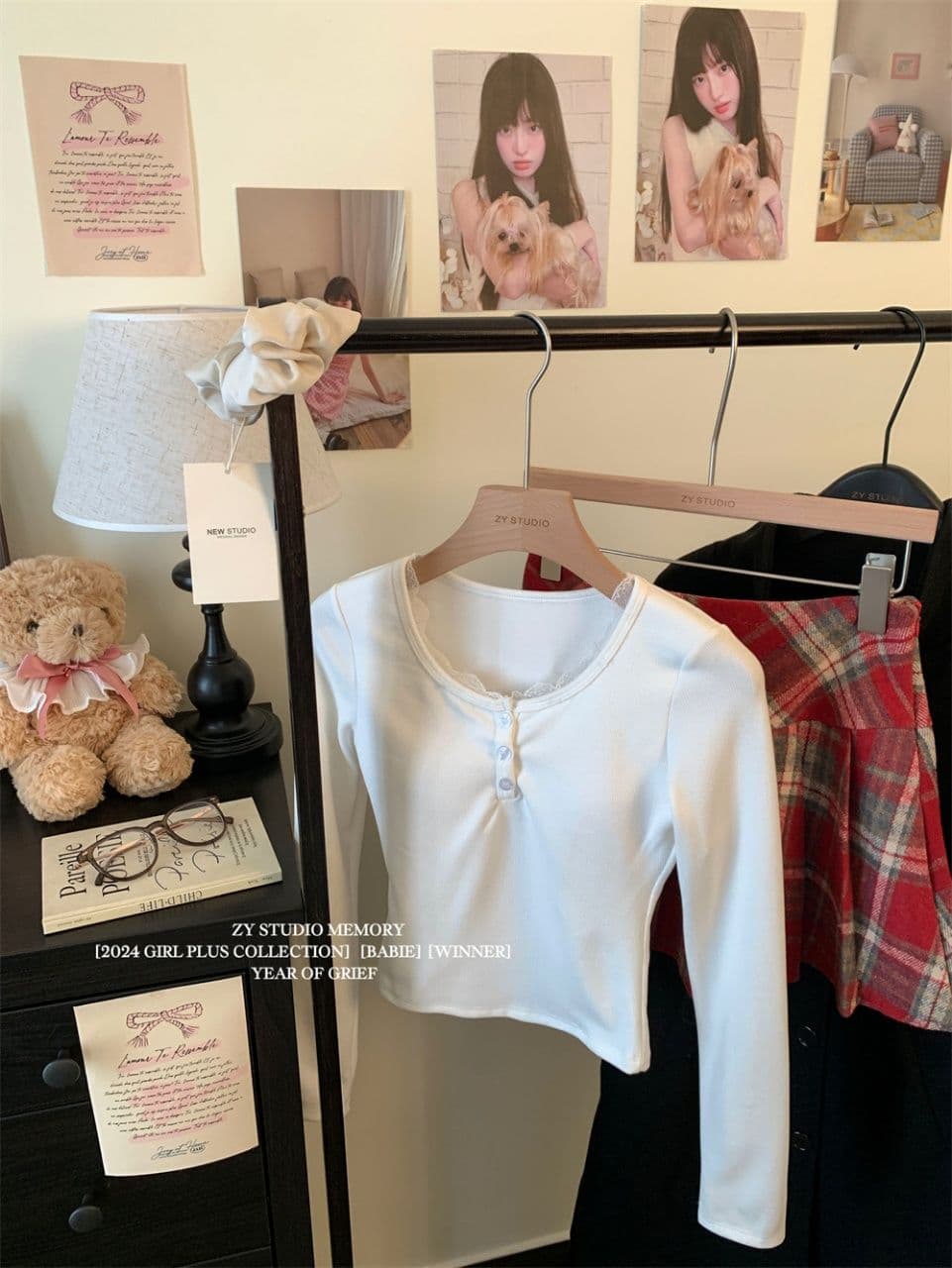 연삭 털 디자인 센스 달콤한 자매 순수한 욕망 몸매 가꾸기 기본 셔츠 여성 반 개방 칼라 긴팔 맨위 인사이드 가져 가라. 티셔츠 상세 이미지 31