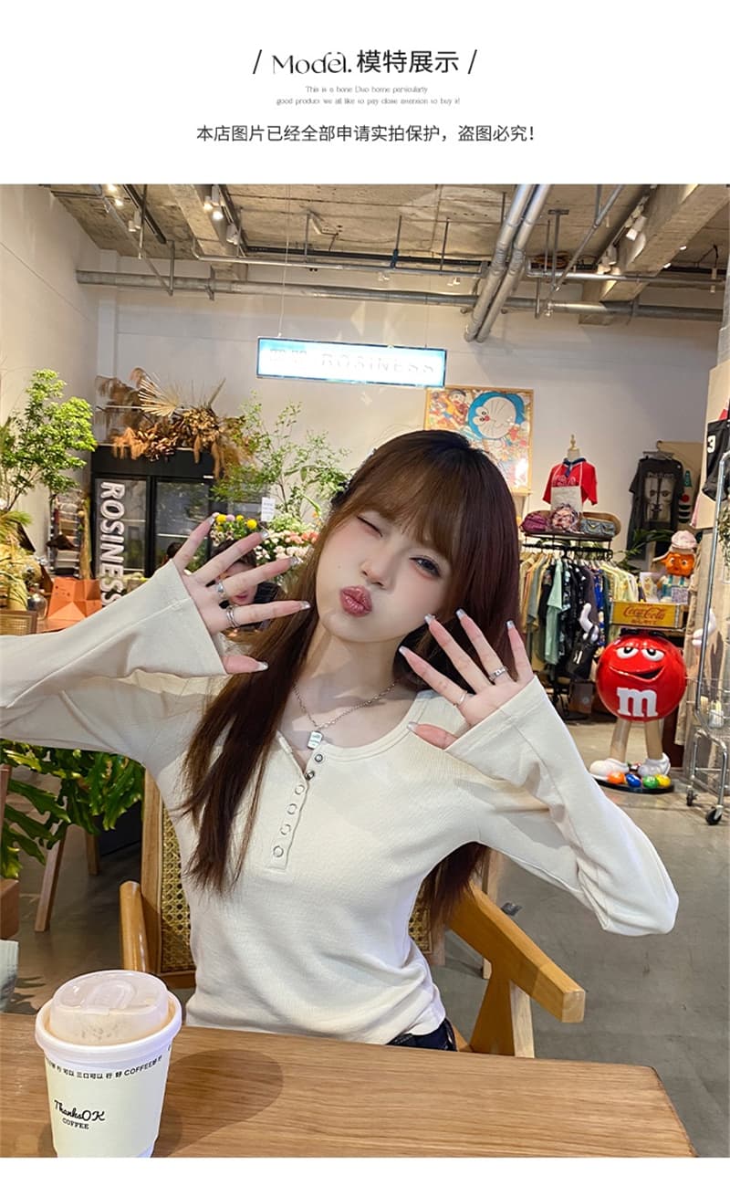 연삭 털 여성 인사이드 가져 가라. 봄 가을 2026 새로운 몸매 가꾸기 긴팔 티셔츠 가을 검정색 몸매 가꾸기 맨위 상세 이미지 7