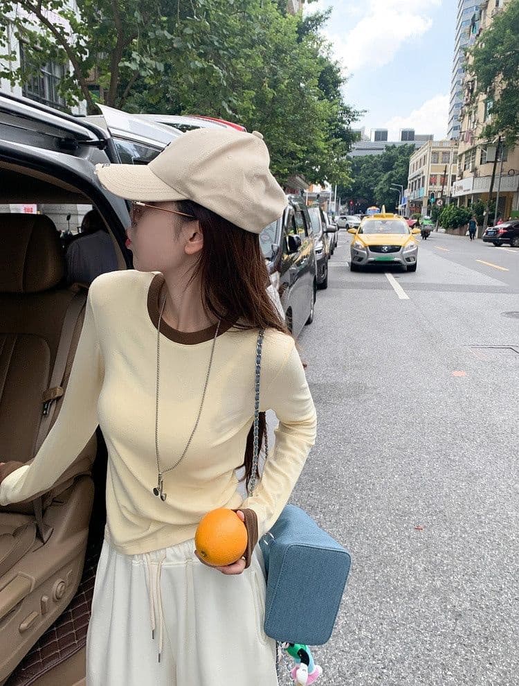 연삭 털 새로운 가을 겨울철 연삭 플리스 달콤함 배색 패치워크 나만의 것을 가져와 라. 가슴 패드 기본 셔츠 긴팔 티셔츠 상세 이미지 18