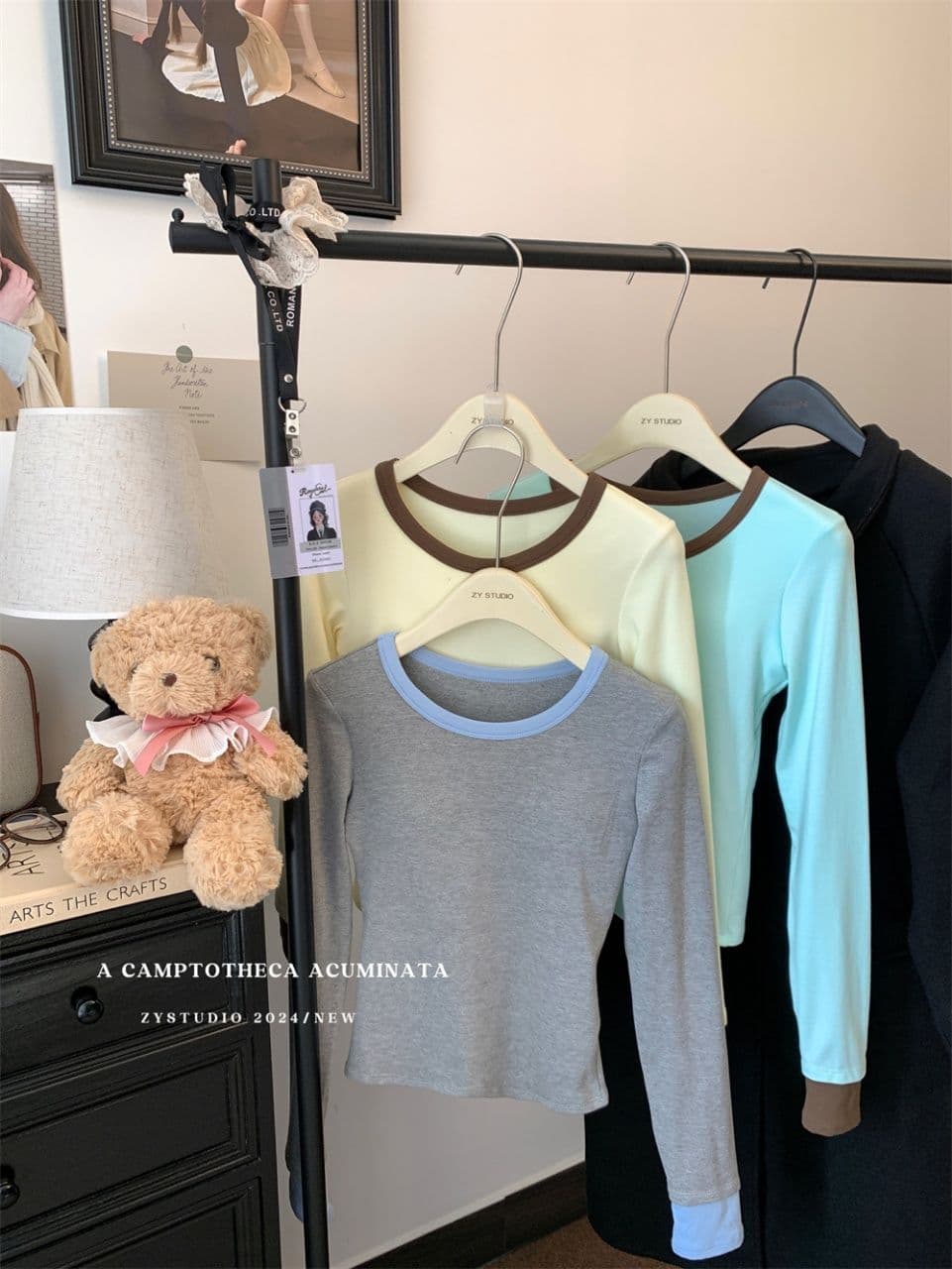연삭 털 새로운 가을 겨울철 연삭 플리스 달콤함 배색 패치워크 나만의 것을 가져와 라. 가슴 패드 기본 셔츠 긴팔 티셔츠 상세 이미지 22