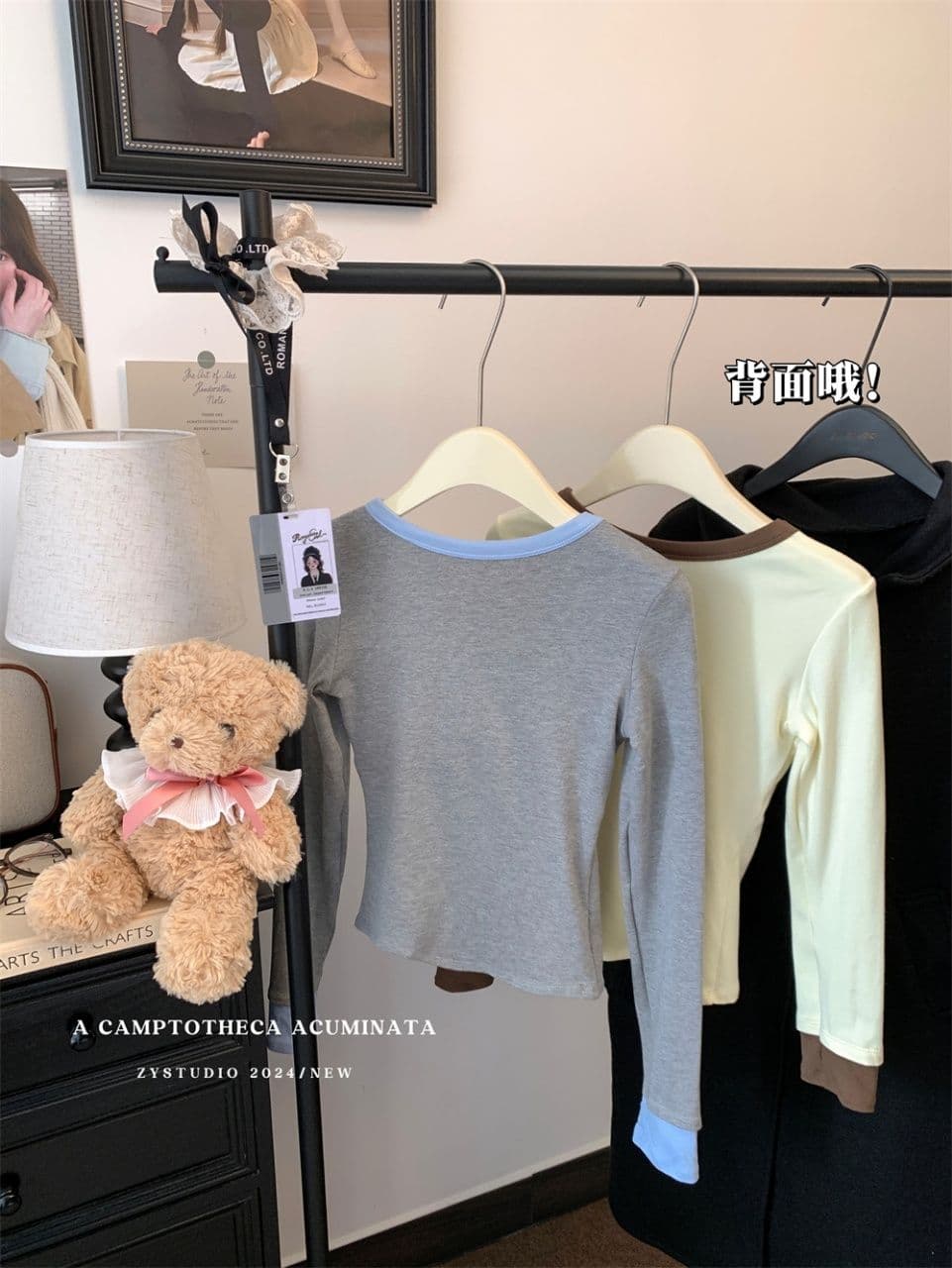 연삭 털 새로운 가을 겨울철 연삭 플리스 달콤함 배색 패치워크 나만의 것을 가져와 라. 가슴 패드 기본 셔츠 긴팔 티셔츠 상세 이미지 24