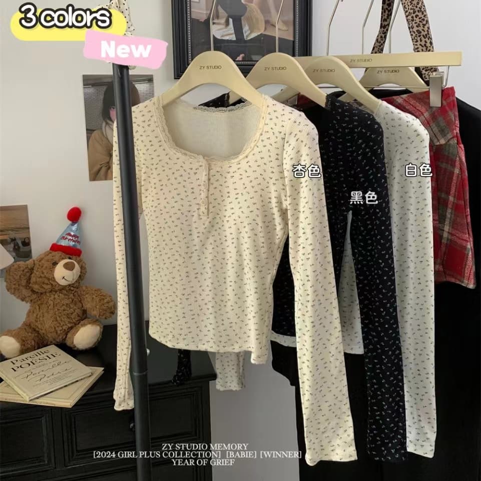 연삭 털 가을 겨울 보온 De 플러시 꽃무늬 긴팔 티셔츠 여성 순수한 욕망 디자인 센스 몸매 가꾸기 슬림해 보이는 인사이드 잡아라. 상세 이미지 31