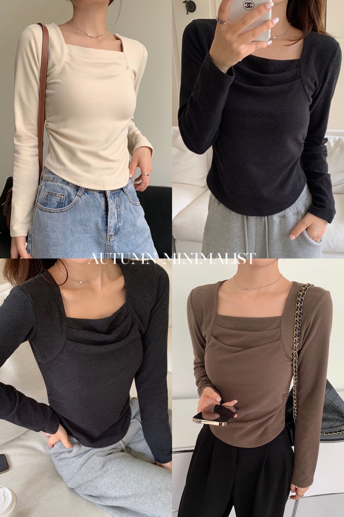가을 겨울 새로운 광장 칼라 주름 기본 셔츠 여성 덕 플러시 보온 긴팔 티셔츠 인사이드 가져 가라. 외출용 맨위 상세 이미지 3