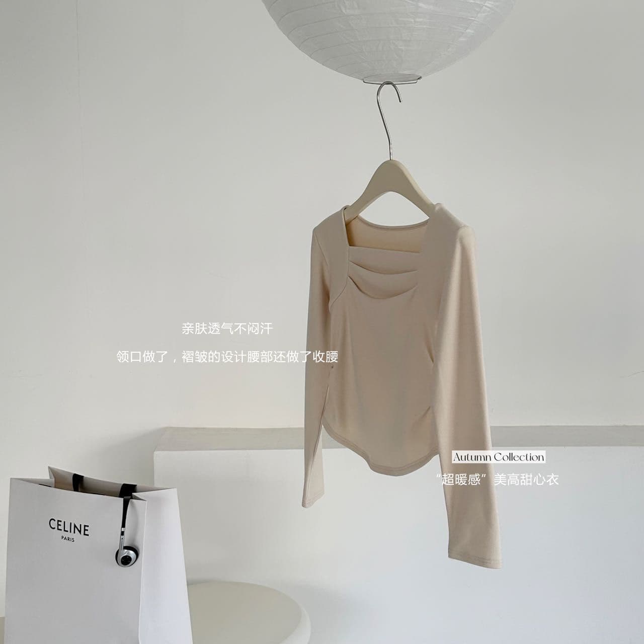 가을 겨울 새로운 광장 칼라 주름 기본 셔츠 여성 덕 플러시 보온 긴팔 티셔츠 인사이드 가져 가라. 외출용 맨위 상세 이미지 13