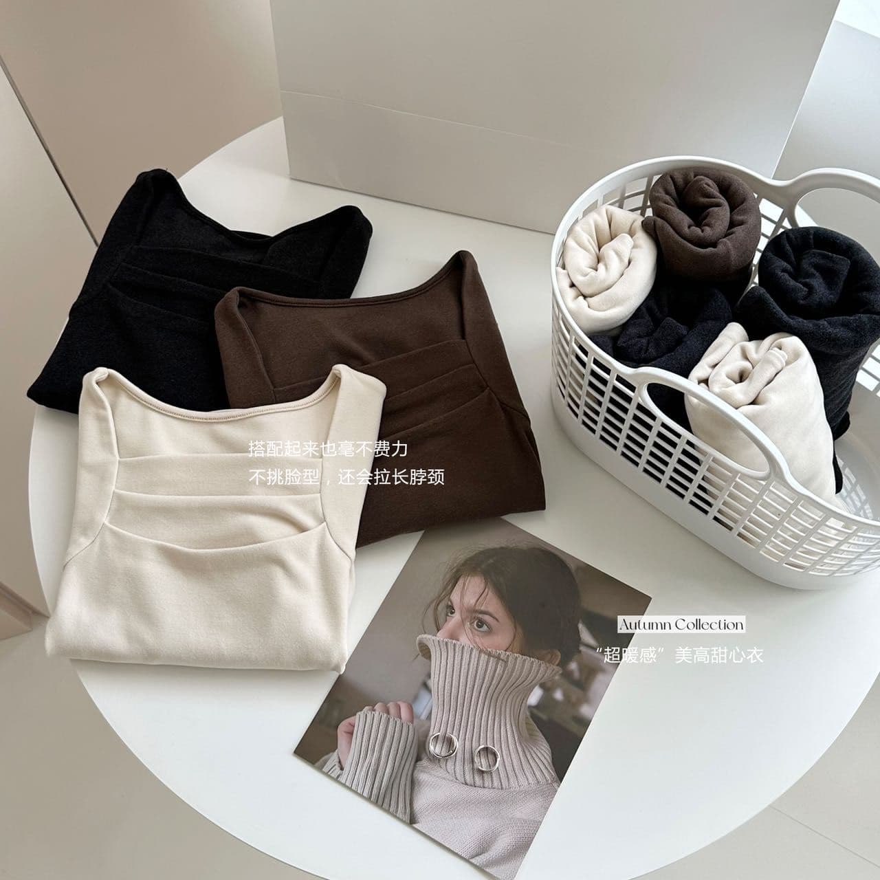 가을 겨울 새로운 광장 칼라 주름 기본 셔츠 여성 덕 플러시 보온 긴팔 티셔츠 인사이드 가져 가라. 외출용 맨위 상세 이미지 15
