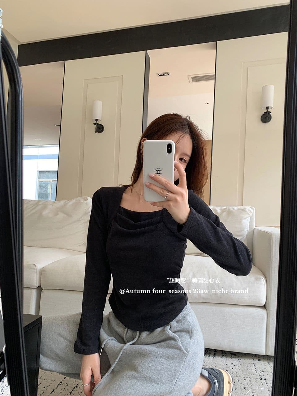 가을 겨울 새로운 광장 칼라 주름 기본 셔츠 여성 덕 플러시 보온 긴팔 티셔츠 인사이드 가져 가라. 외출용 맨위 상세 이미지 22