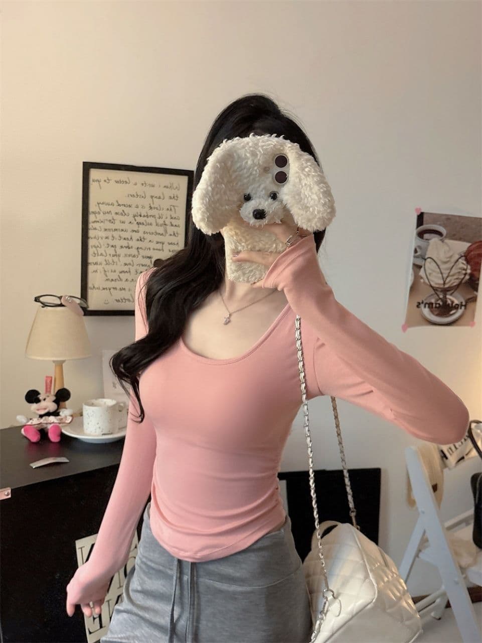 이른 가을 새로운 순수한 욕망 섹시함 레이스 백리스 긍정적 인 어깨 긴팔 여성 몸매 가꾸기 다용도 원피스 벨트 가슴 패드 상세 이미지 3