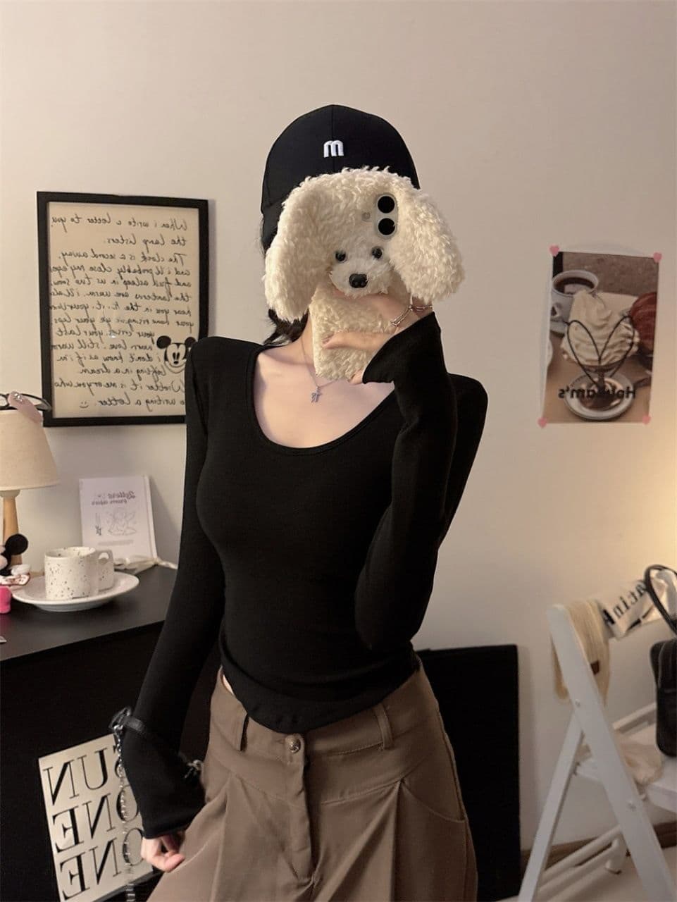 이른 가을 새로운 순수한 욕망 섹시함 레이스 백리스 긍정적 인 어깨 긴팔 여성 몸매 가꾸기 다용도 원피스 벨트 가슴 패드 상세 이미지 7
