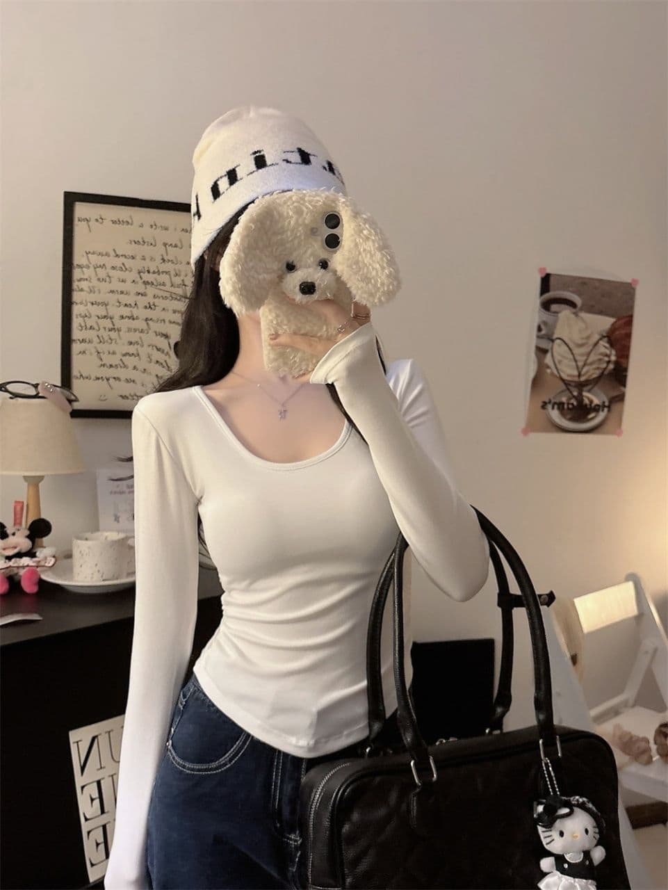 이른 가을 새로운 순수한 욕망 섹시함 레이스 백리스 긍정적 인 어깨 긴팔 여성 몸매 가꾸기 다용도 원피스 벨트 가슴 패드 상세 이미지 16