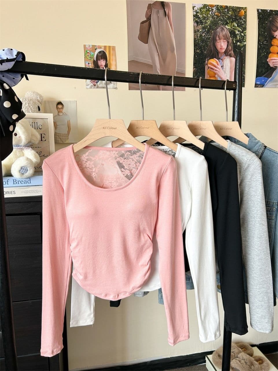 이른 가을 새로운 순수한 욕망 섹시함 레이스 백리스 긍정적 인 어깨 긴팔 여성 몸매 가꾸기 다용도 원피스 벨트 가슴 패드 상세 이미지 24