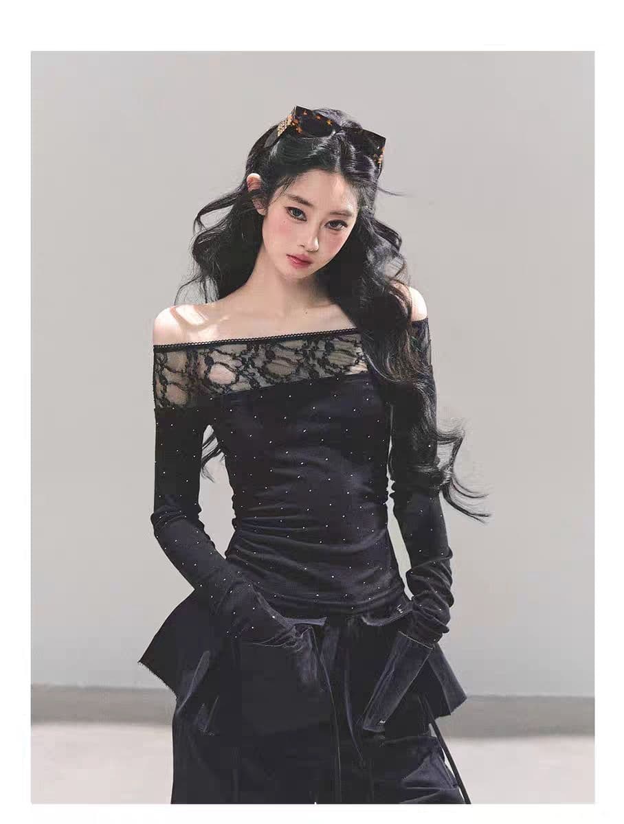 이른 가을 새로운 순수한 욕망 바람 전체 훈련 레이스 긴팔 티셔츠 슬림해 보이는 몸매 가꾸기 여성 원피스 벨트 가슴 패드 의류 상세 이미지 5