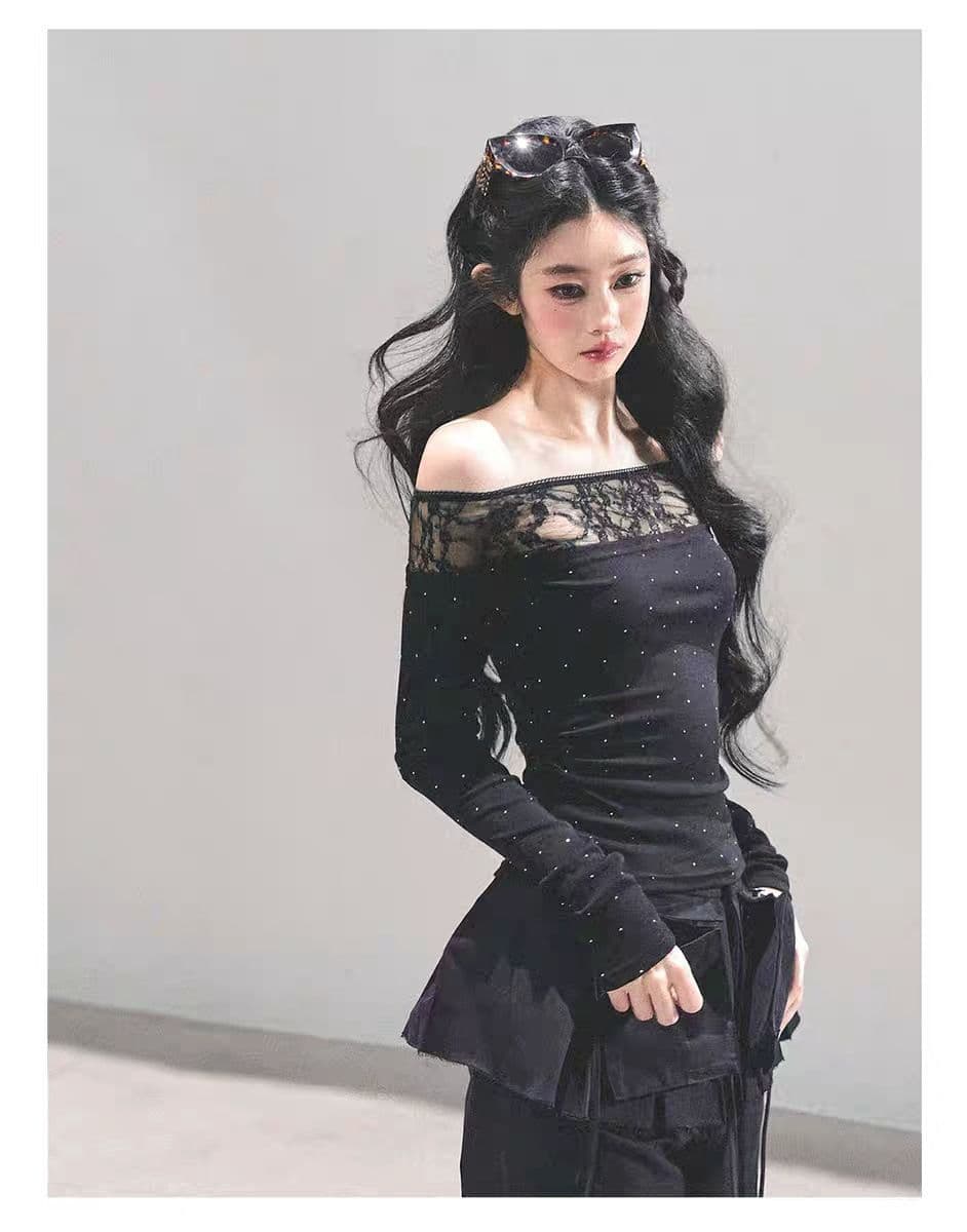 이른 가을 새로운 순수한 욕망 바람 전체 훈련 레이스 긴팔 티셔츠 슬림해 보이는 몸매 가꾸기 여성 원피스 벨트 가슴 패드 의류 상세 이미지 6