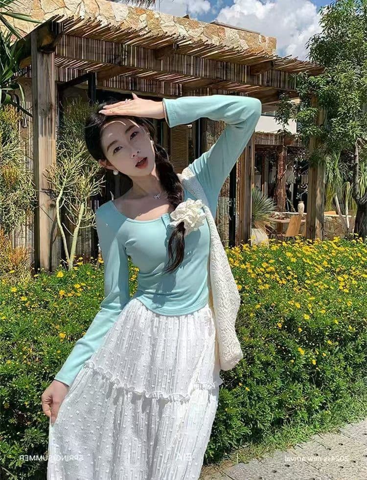 연삭 털 긴팔 봄 가을 2026 새로운 라운드 넥 기본 셔츠 인사이드 가져 가라. 순면 낮은 네크라인 봄 맨위 상세 이미지 17
