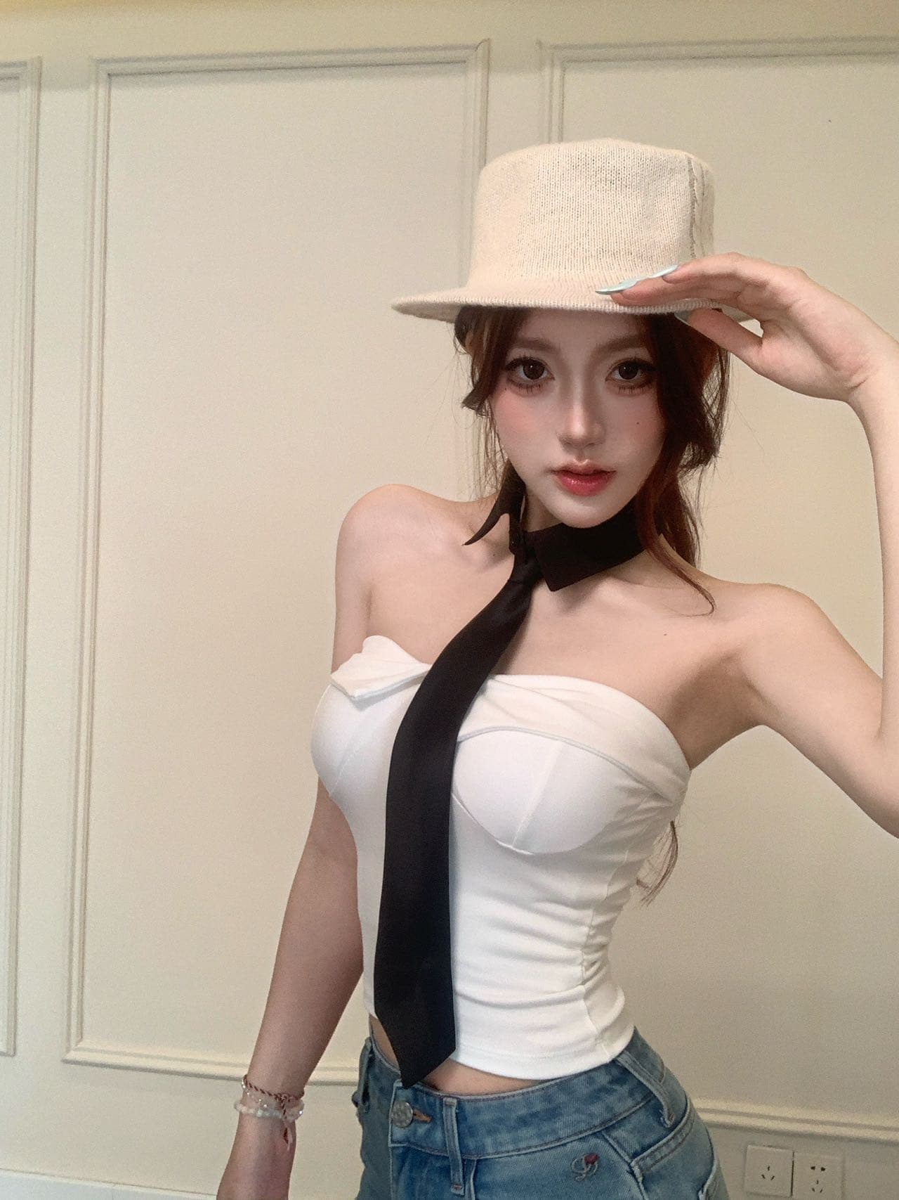 순수한 욕망 핫걸 바람 벨트 넥타이 섹시함 튜브탑 작은 조끼 여성 다용도 슬림해 보이는 이슬 뼈의 짧은 맨위 상세 이미지 9