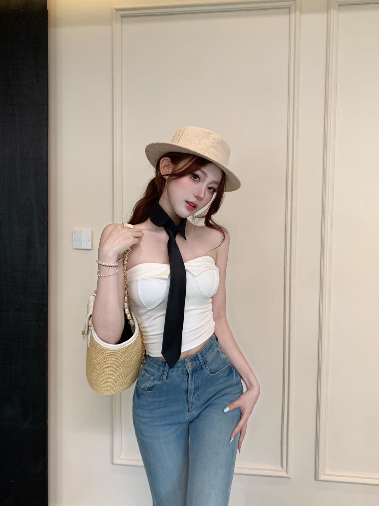 순수한 욕망 핫걸 바람 벨트 넥타이 섹시함 튜브탑 작은 조끼 여성 다용도 슬림해 보이는 이슬 뼈의 짧은 맨위 상세 이미지 12