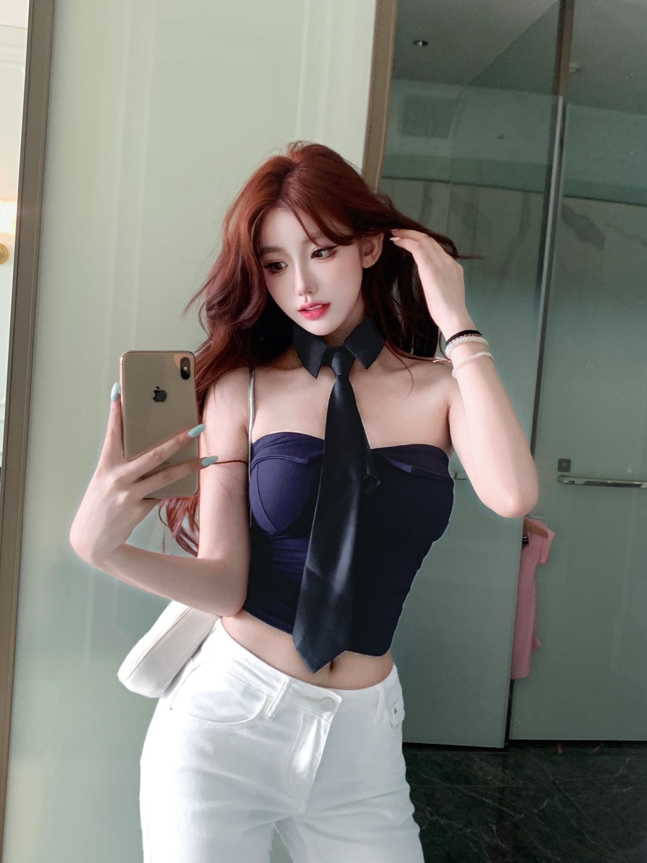 순수한 욕망 핫걸 바람 벨트 넥타이 섹시함 튜브탑 작은 조끼 여성 다용도 슬림해 보이는 이슬 뼈의 짧은 맨위 상세 이미지 15