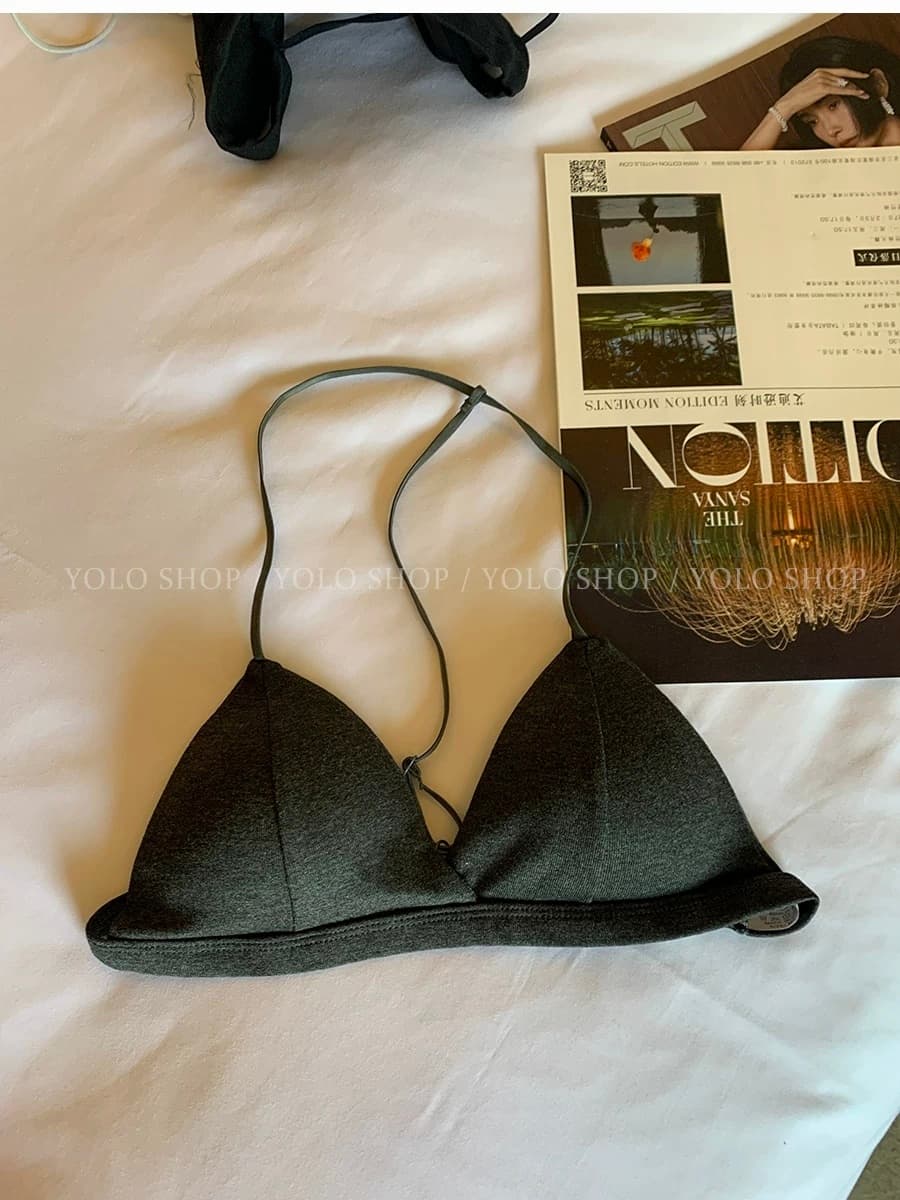 순수한 욕망 행침 목 스타일 캐미솔 핫걸 인사이드 가져 가라. 벨트 가슴 패드 아름다움 뒤로 삼각형 컵 운동 속옷 상세 이미지 8