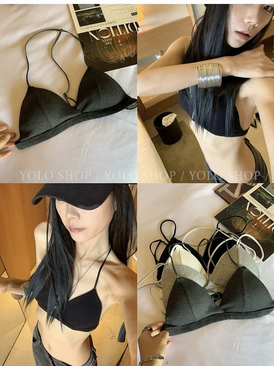 순수한 욕망 행침 목 스타일 캐미솔 핫걸 인사이드 가져 가라. 벨트 가슴 패드 아름다움 뒤로 삼각형 컵 운동 속옷 상세 이미지 12