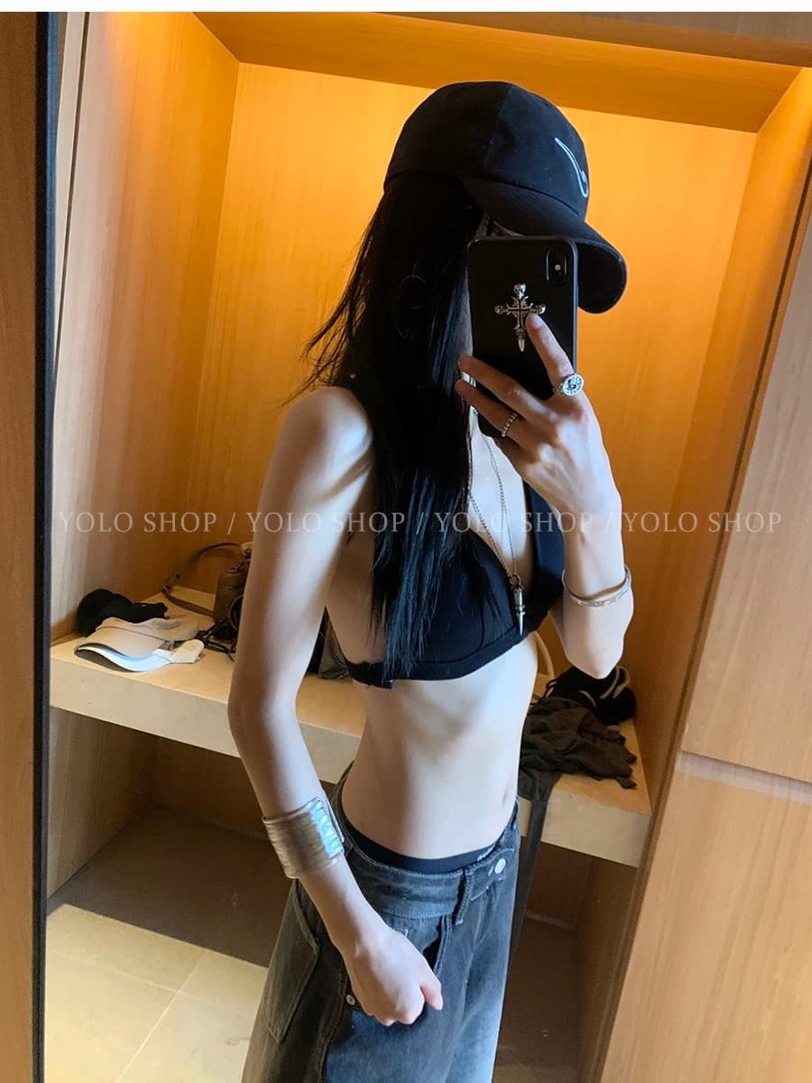 순수한 욕망 행침 목 스타일 캐미솔 핫걸 인사이드 가져 가라. 벨트 가슴 패드 아름다움 뒤로 삼각형 컵 운동 속옷 상세 이미지 15