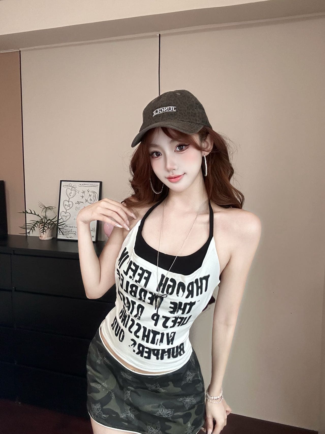달콤한 자매 슬림해 보이는 다용도 알파벳 프린트 작은 대중 행침 목 디자인 조끼 여름 여성 의류 새로운 몸매 가꾸기 맨위 상세 이미지 14