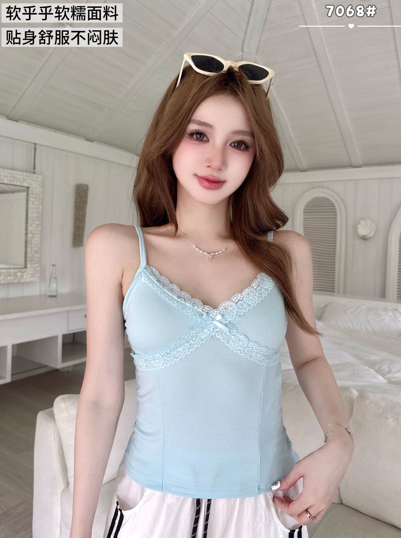부드러운 한 부서 분위기 센스 레이스 나만의 것을 가져와 라. 가슴 패드 투피스 세트 세트 오픈 가디건 슬립 맨위 상세 이미지 11