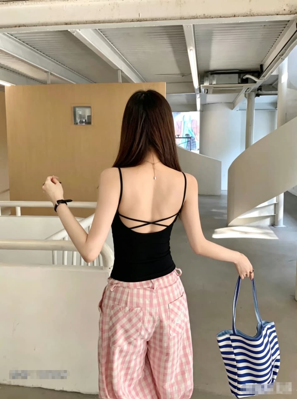 벨트 가슴 패드 학생 소녀 다용도 섹시함 캐미솔 십자가 아름다움 뒤로 핫걸 만나는 달콤함 맨위 속옷 상세 이미지 13