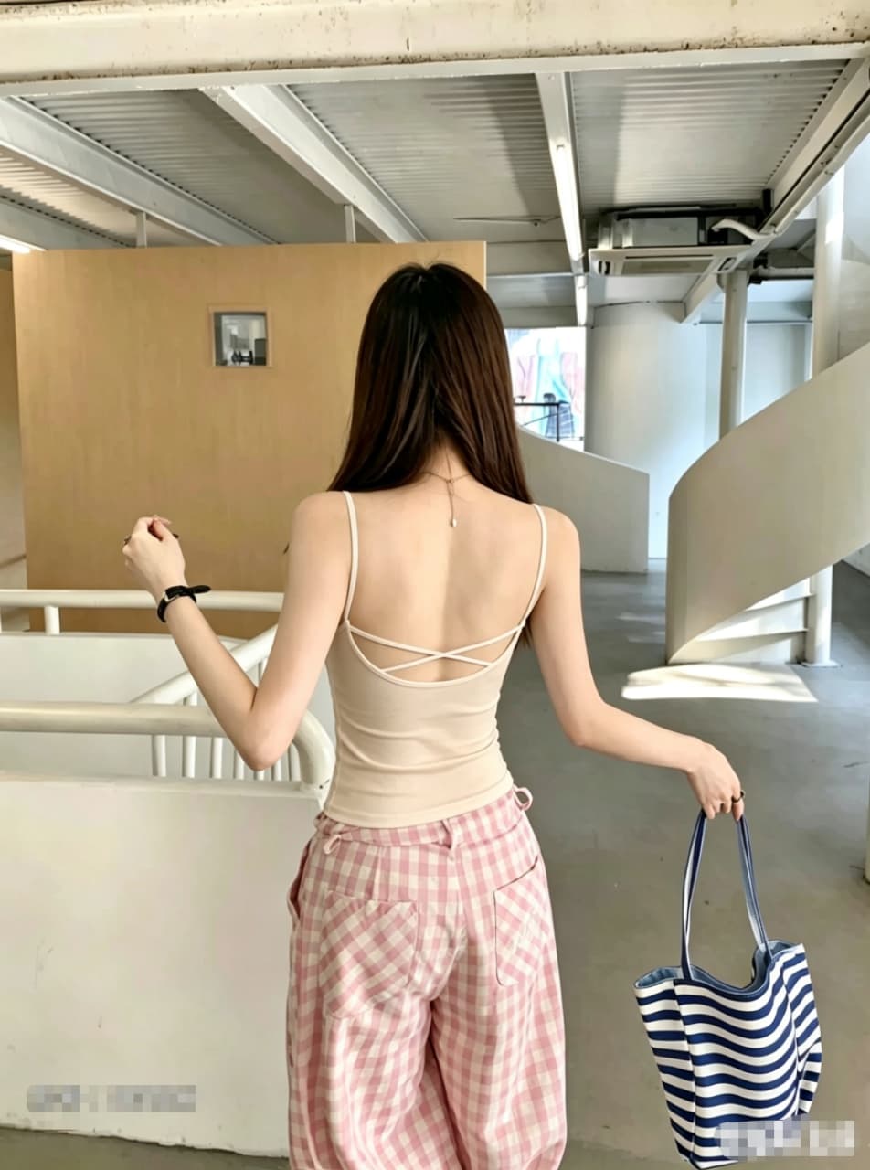 벨트 가슴 패드 학생 소녀 다용도 섹시함 캐미솔 십자가 아름다움 뒤로 핫걸 만나는 달콤함 맨위 속옷 상세 이미지 24