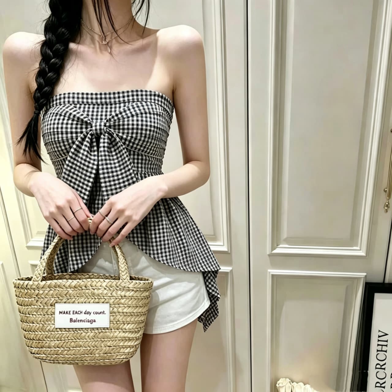 핫걸 나비 매듭 스트라이프 행침 목 튜브탑 조끼 여성 여름 디자인 센스 작은 대중 몸매 가꾸기 슬림해 보이는 외출용 맨위 상세 이미지 15