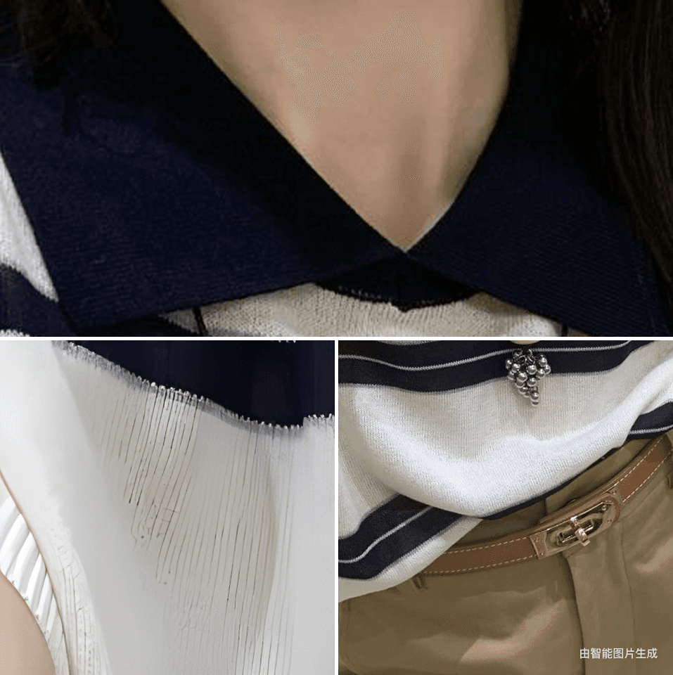 한 부서 배색 POLO 칼라 스트라이프 작은 날다 소매 짠 셔츠 여성 여름 학원 스타일 품격 다용도 얇은 스타일 맨위 트렌디 상세 이미지 7