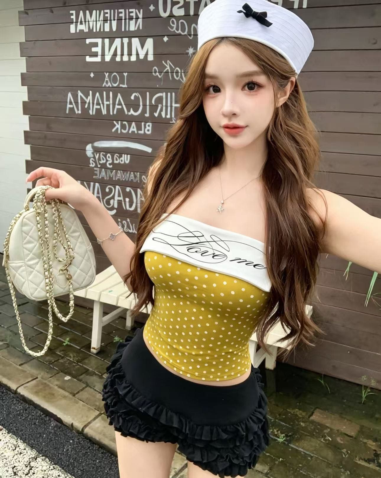 새로운 작은 대중 핫걸 고급 바람 도트 무늬 슬립 여성 허리 수축 여름 몸매 가꾸기 슬림해 보이는 벨트 가슴 패드 인사이드 가져 가라. 튜브탑 상세 이미지 17