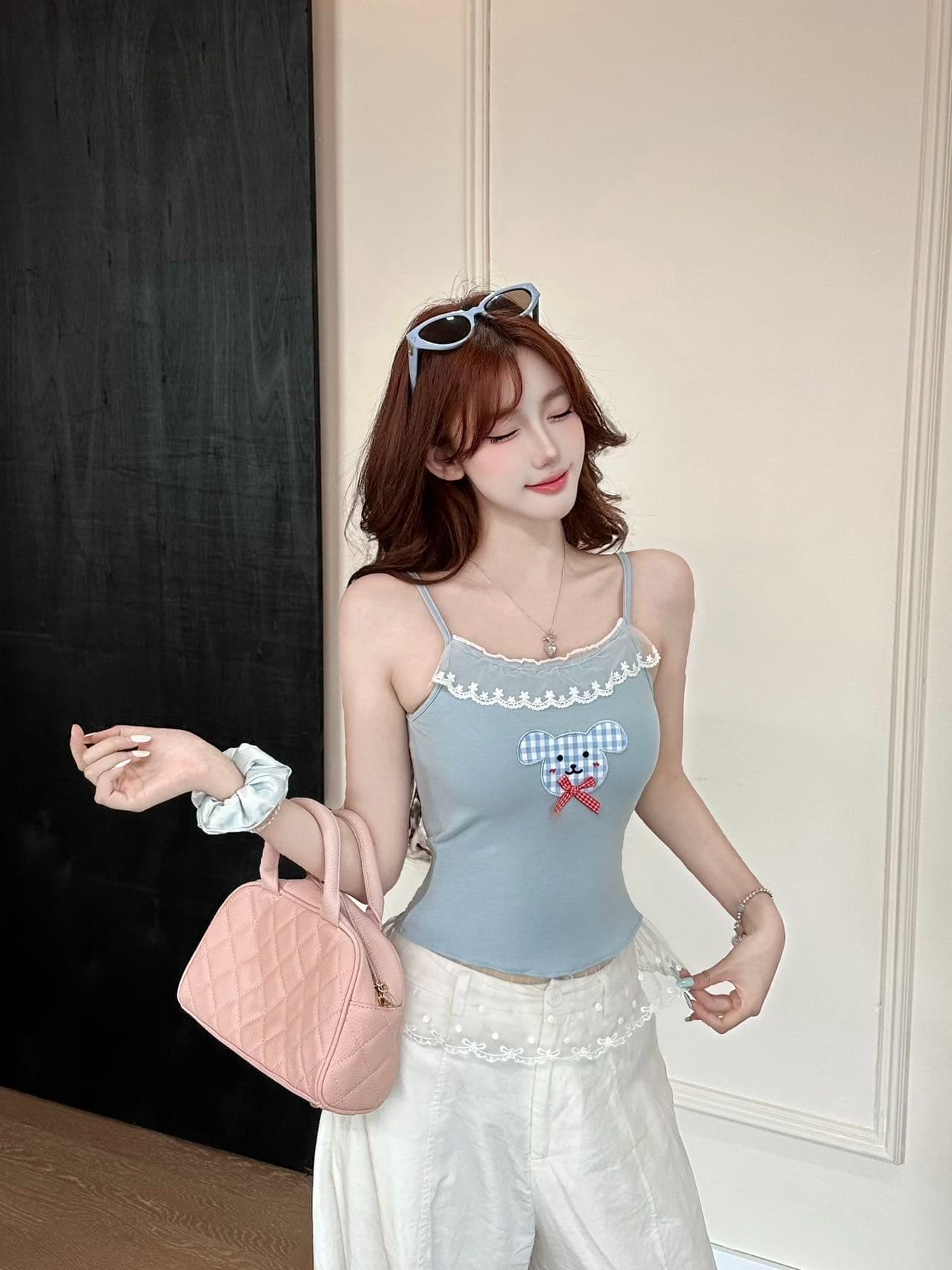 새로운 작은 대중 핫걸 k 만화 프린트 슬립 여성 허리 수축 여름 몸매 가꾸기 슬림해 보이는 벨트 가슴 패드 인사이드 가져 가라. 튜브탑 상세 이미지 16