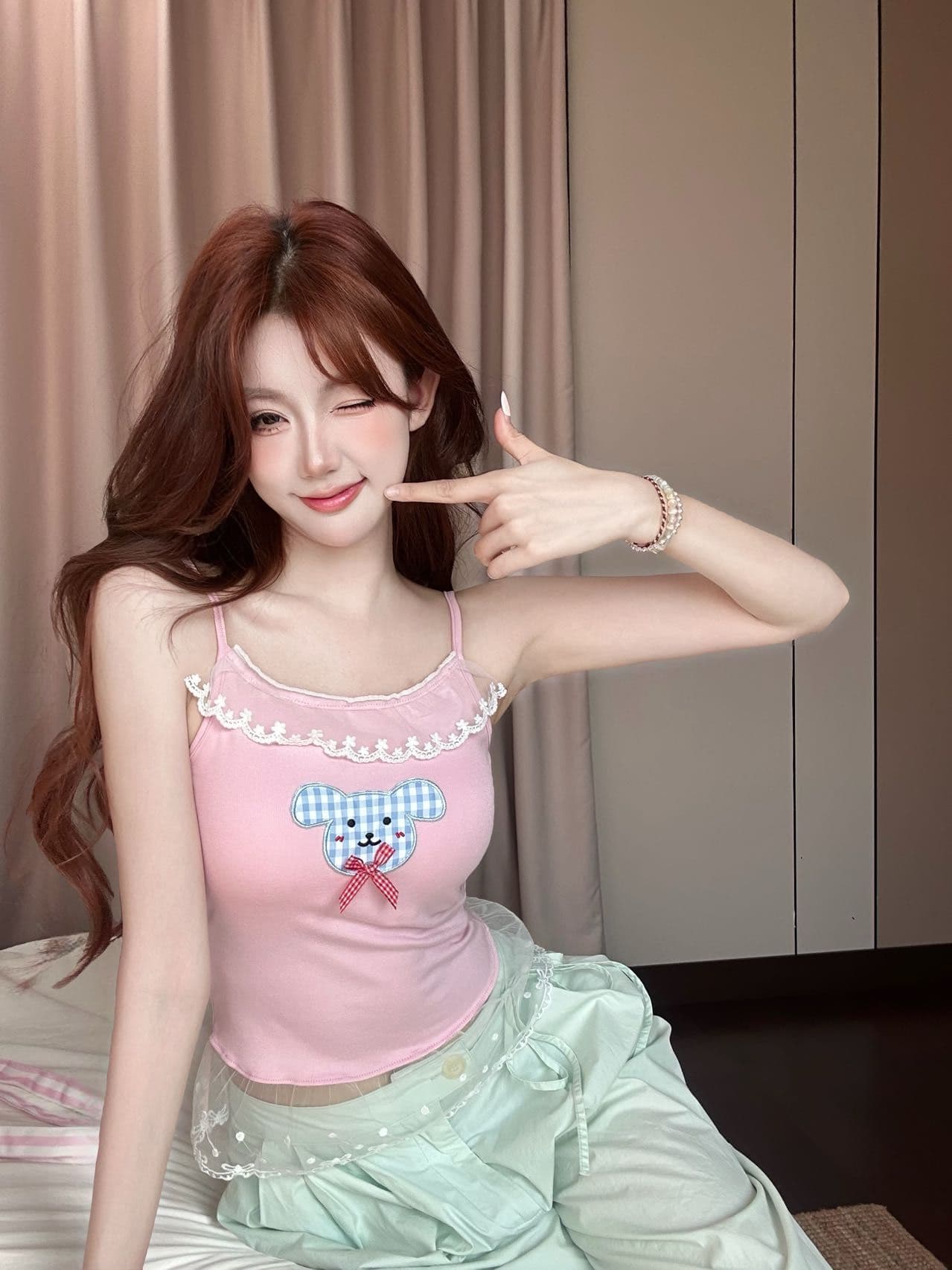 새로운 작은 대중 핫걸 k 만화 프린트 슬립 여성 허리 수축 여름 몸매 가꾸기 슬림해 보이는 벨트 가슴 패드 인사이드 가져 가라. 튜브탑 상세 이미지 27