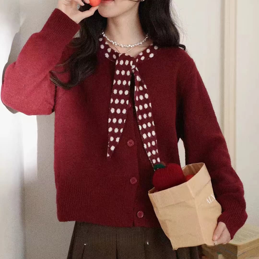 한 부서 새로운 패션 디자인 센스 니트 풀오버 맨위 여성 달콤함 작은 키 학원 스웨터 여자 이미지 5