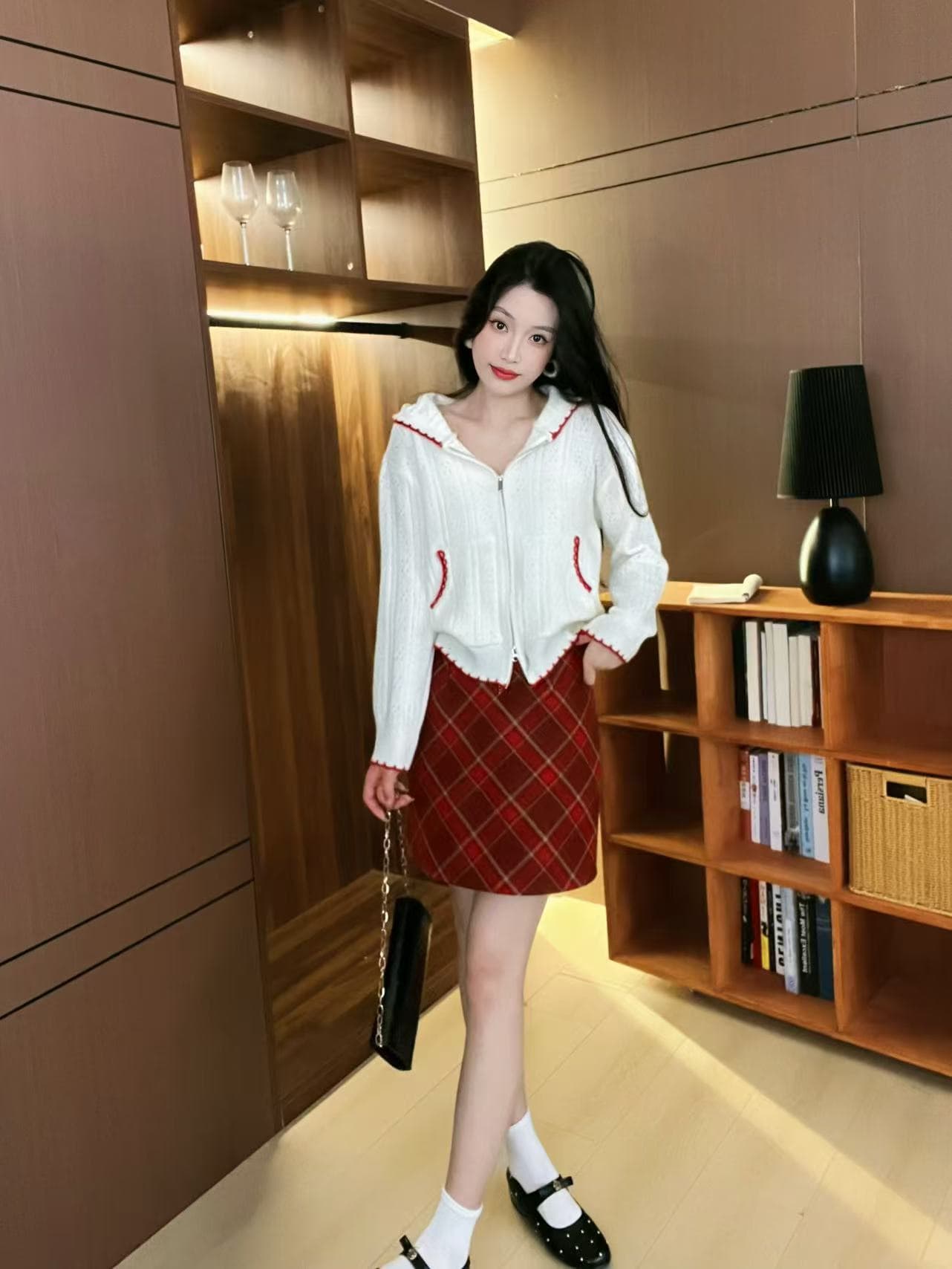 한 부서 조기 가을 홀로우 아웃 후드 화이트 니트 오픈 가디건 스웨터 여자 루즈핏 느긋한 캐주얼 얇고 가벼운 재킷 맨위 상세 이미지 9