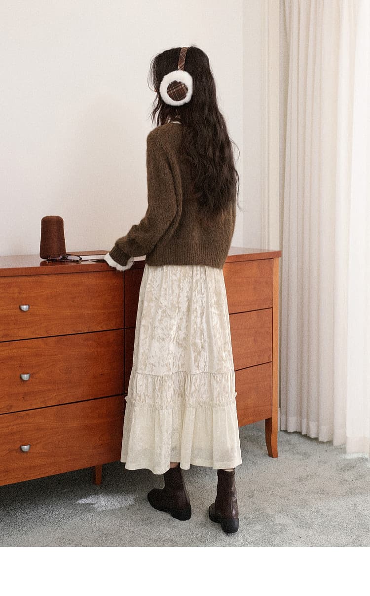 한 부서 가을 겨울 새로운 레이스 레이스업 폴로 칼라 스웨터 코트 여성 의류 루즈핏 느긋한 두꺼운 니트 오픈 가디건 상세 이미지 15