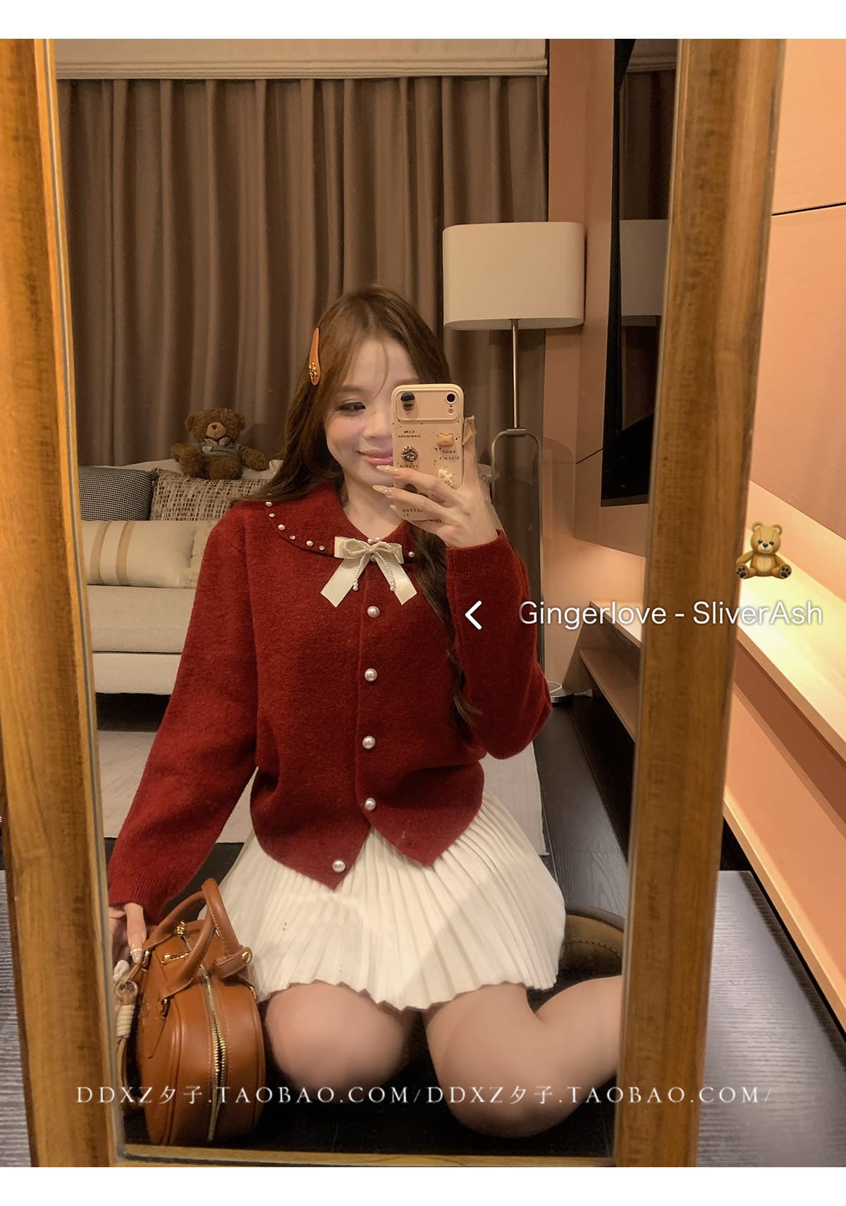 한 부서 달콤함 나비 매듭 네클라인 니트 오픈 가디건 여성 봄 가을 새로운 디자인 센스 Chic 쇼트 스타일 맨위 상세 이미지 2