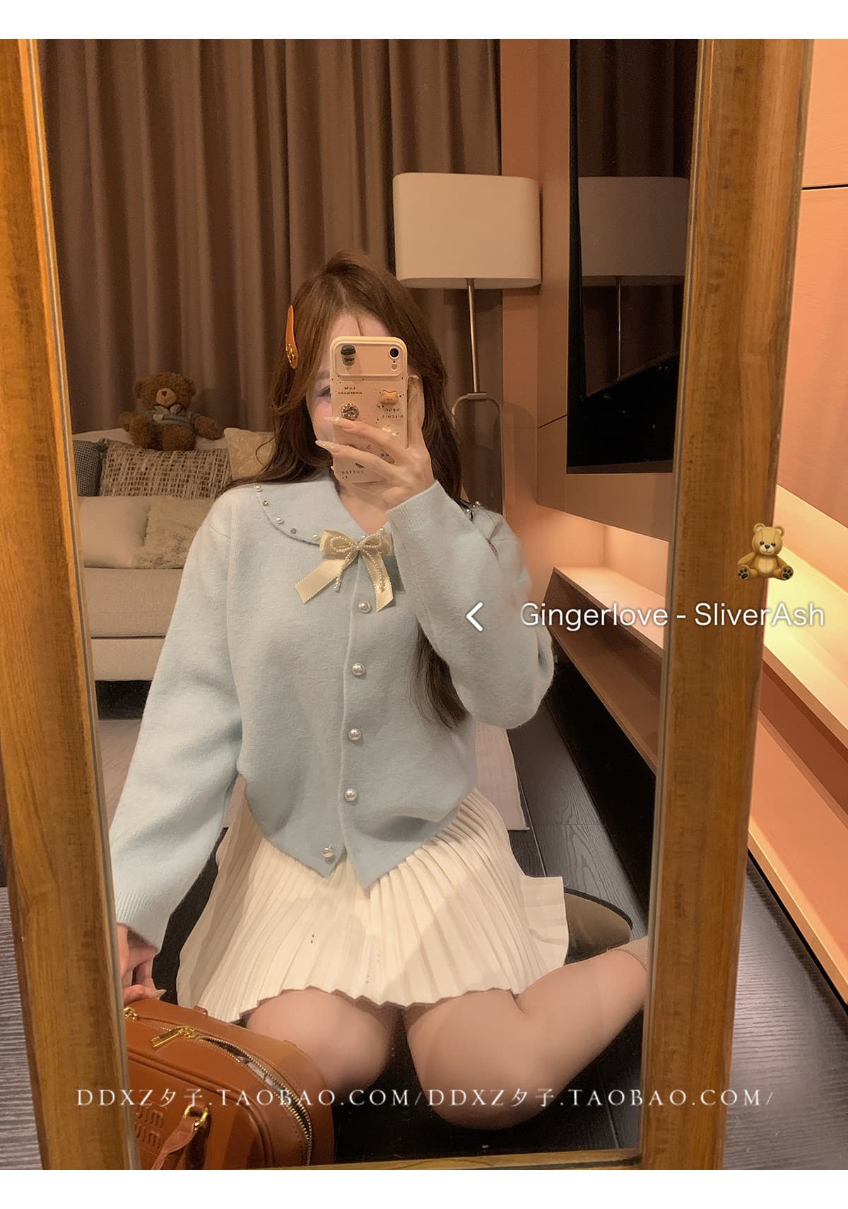 한 부서 달콤함 나비 매듭 네클라인 니트 오픈 가디건 여성 봄 가을 새로운 디자인 센스 Chic 쇼트 스타일 맨위 상세 이미지 27